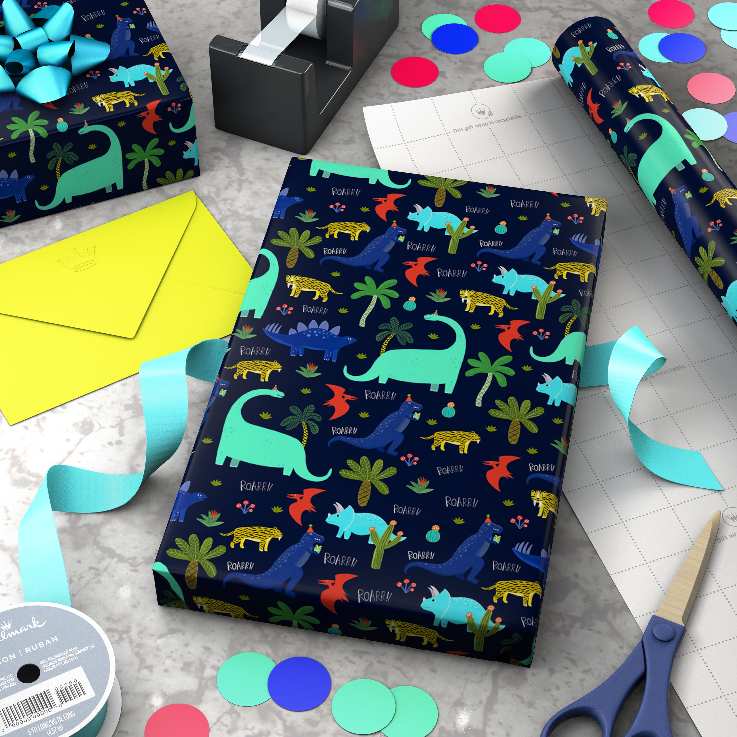 Hallmark Kids Wrapping Paper Roll (Colorful Dinosaurs, 20 sq. ft.) o6kzh