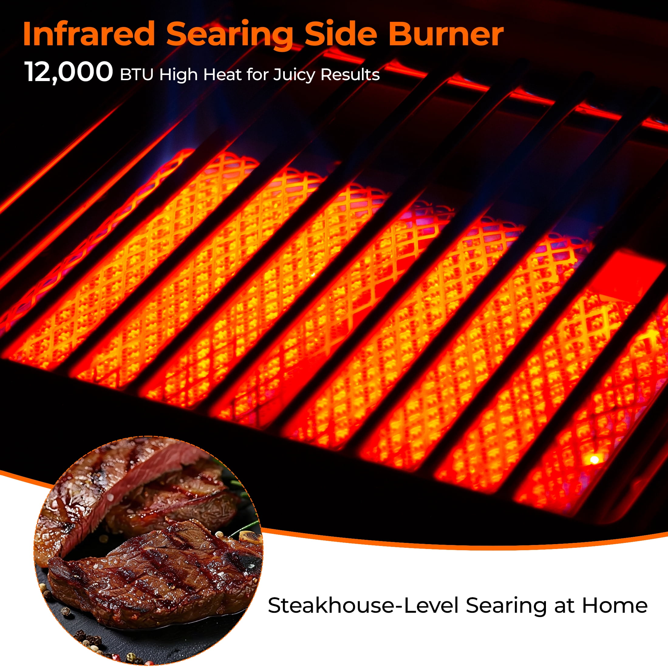 Flintex 4-Burner Propane Gas Grill with Infrared Side Burner, Diamond Grates & Griddle (494 sq. in. Cooking Area) km3tc