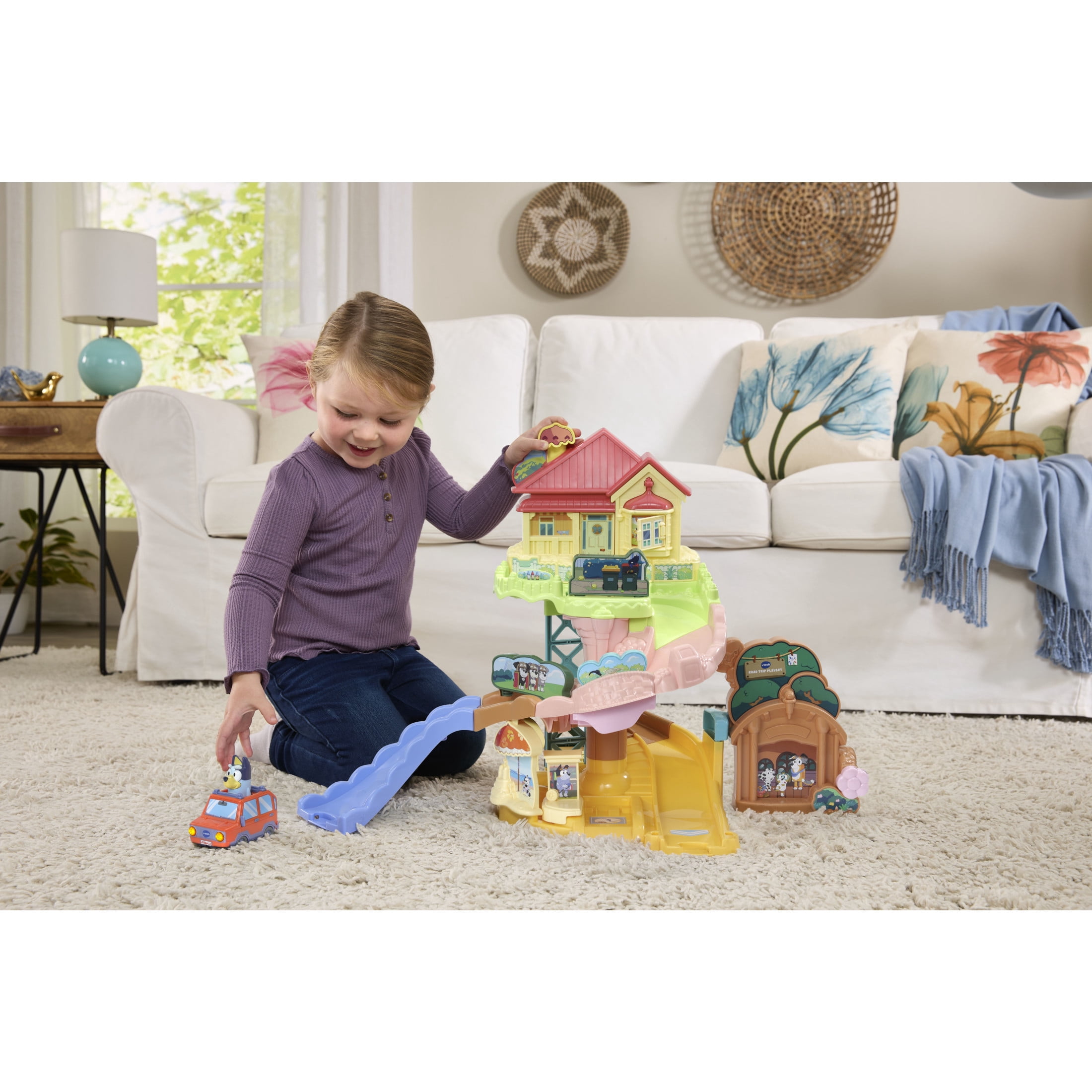 VTech Bluey Road Trip Electronic Playset with Heeler 4WD and Bingo Pedal Car (1 Set) lalcz