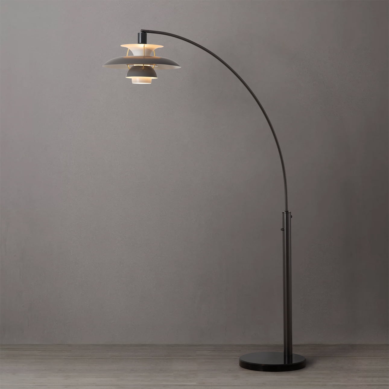 NOVA of California Palm Springs Arc Floor Lamp with Dimmer Switch (Gunmetal and Gray, 87 in) ibw5t
