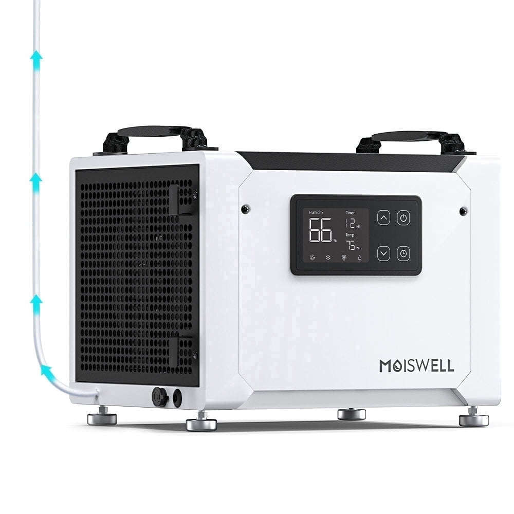 Moiswell 70 Pints Commercial Dehumidifier with Built-in Pump for Crawlspace (Black, 1000 Sq. Ft.) 3l0fp