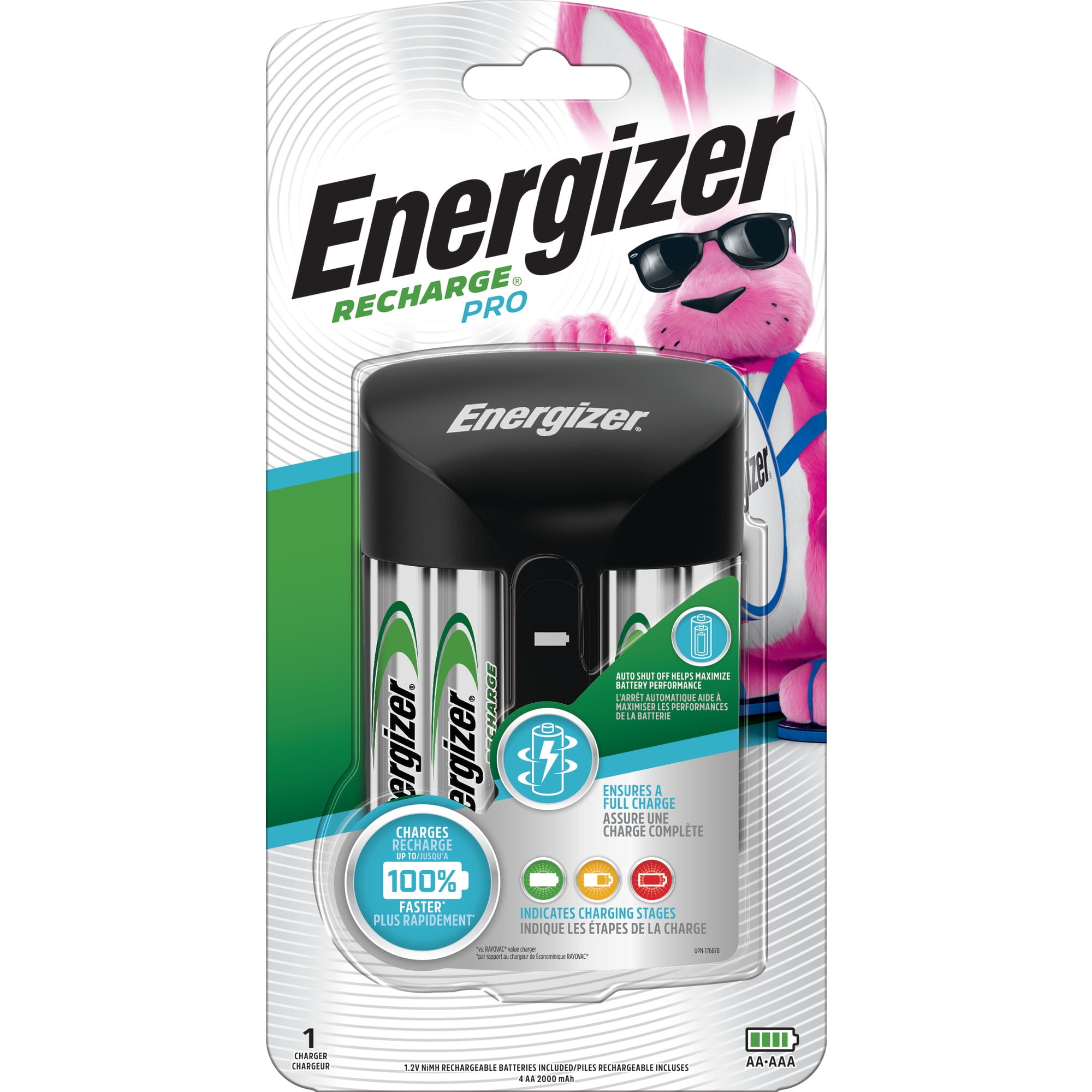 Energizer Recharge Pro Battery Charger for AA and AAA NiMH Batteries (4 AA Batteries Included) ojavs