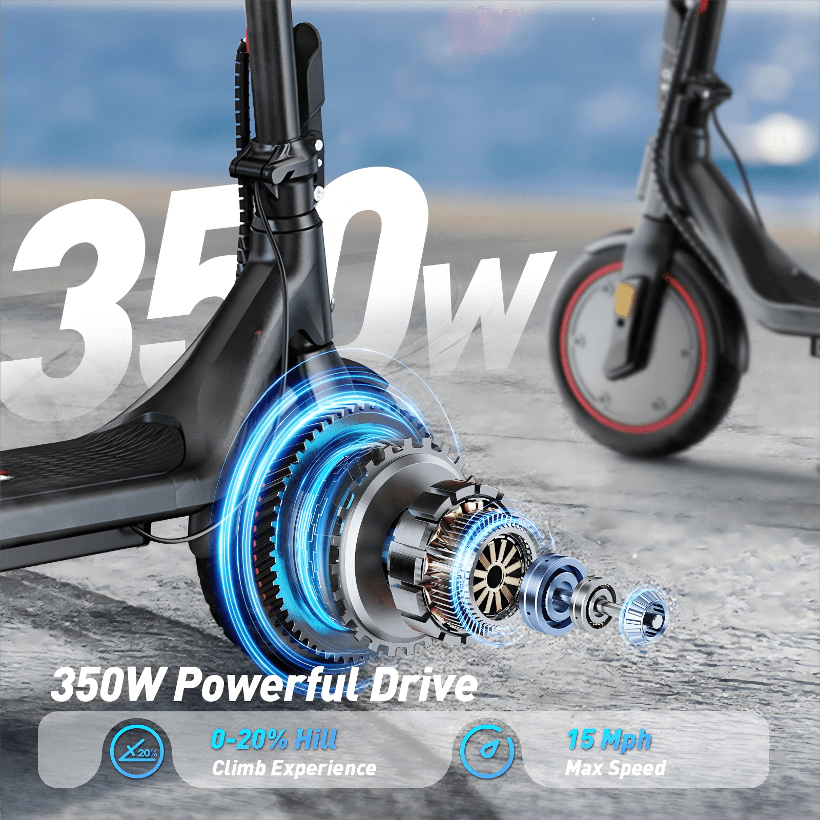 iScooter Electric Scooter for Adults and Teens, 350W Motor, 21 MPH Top Speed, 21 Mile Range, Foldable Commuter E-Scooter (Black, 8.5 in Tires) 2nuhy