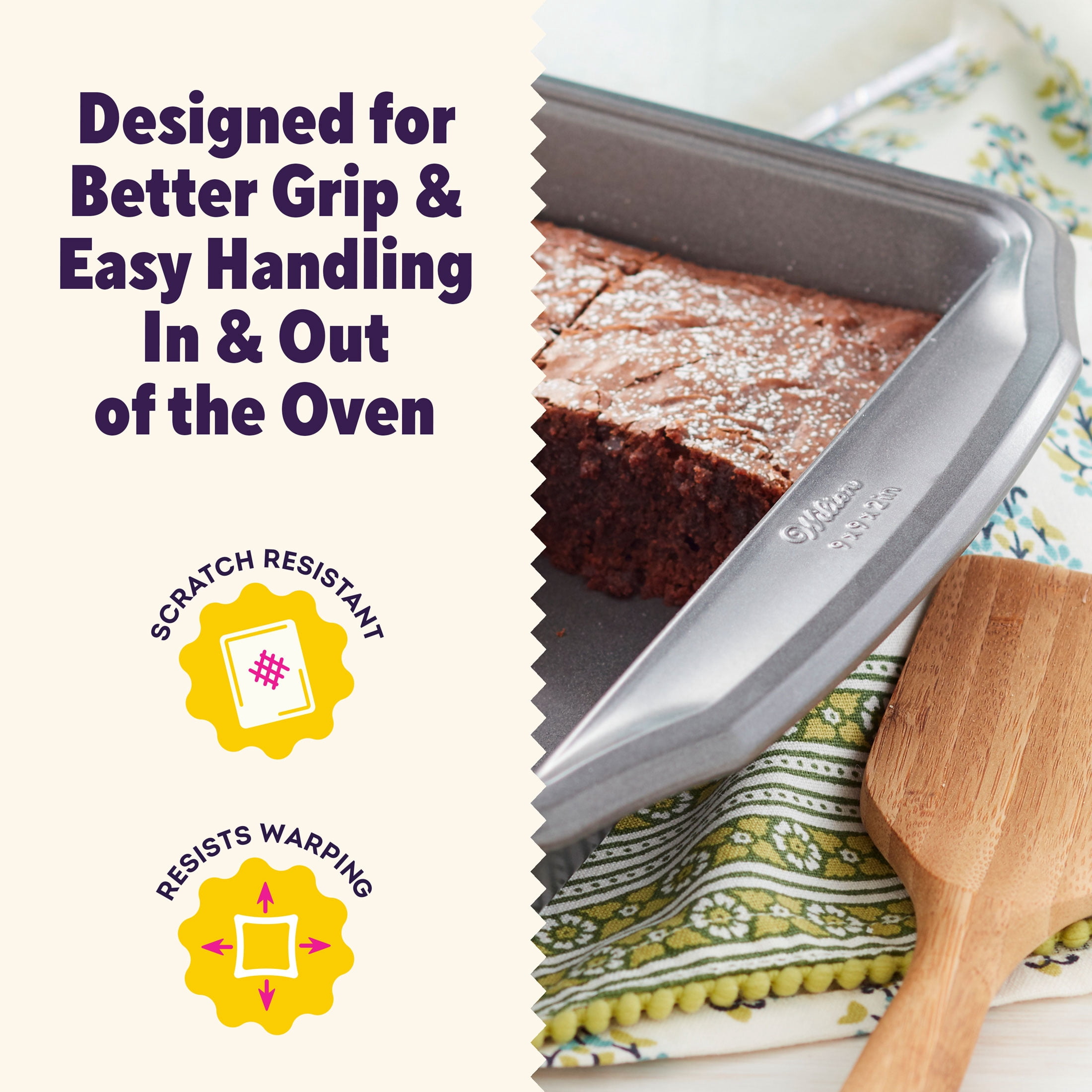 Wilton Premium Non-Stick Steel Square Baking Pan for Brownies and Cornbread (Grey, 9 in x 9 in) 1oa9m