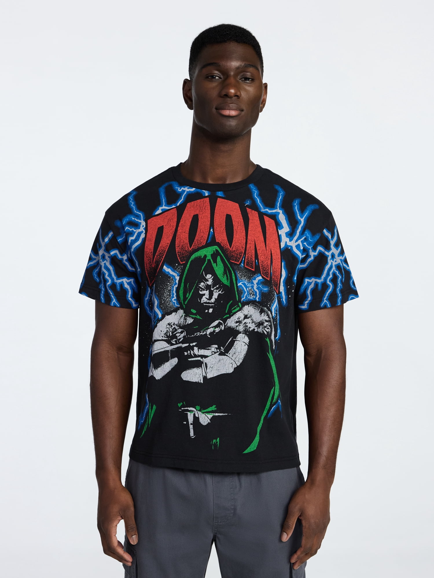 Marvel Dr. Doom Men's Oversized Graphic T-Shirt (Black, XS) z8rdf