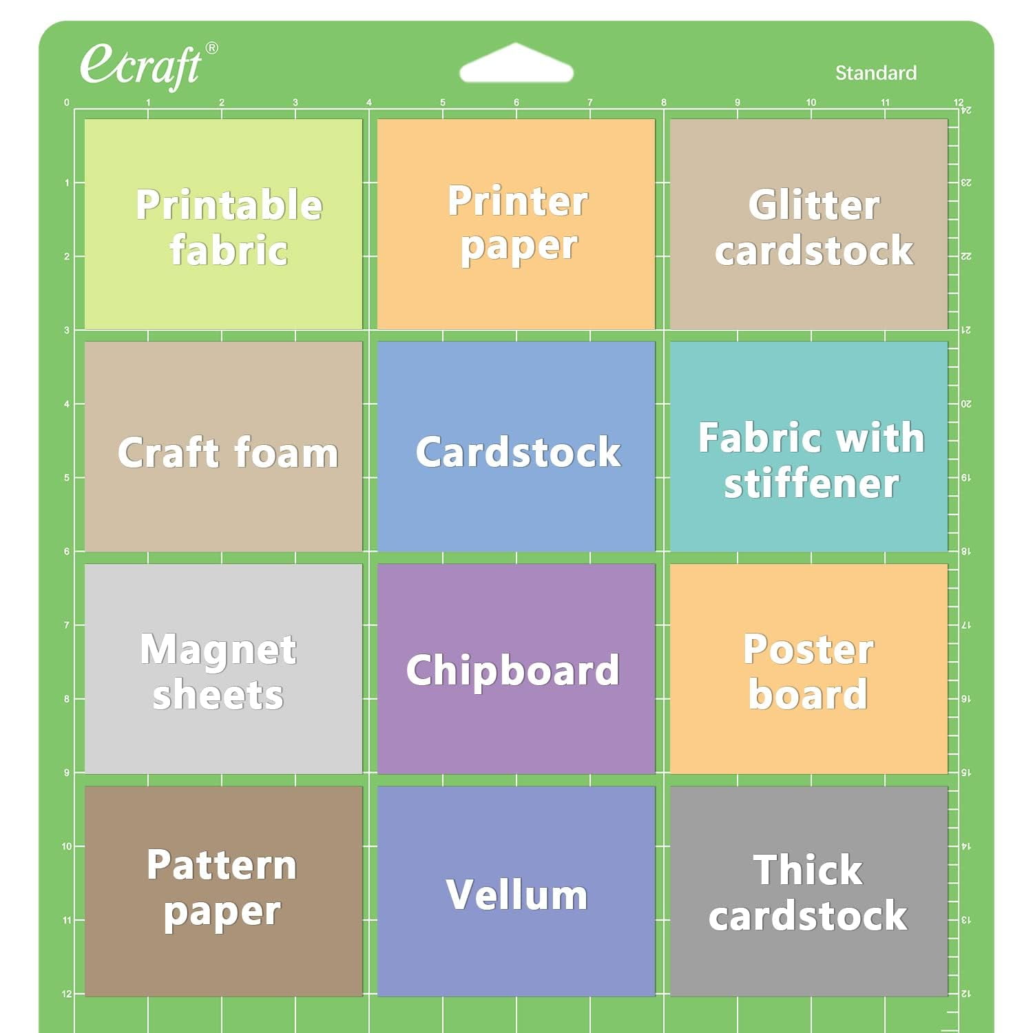 Ecraft Cutting Mat for Cricut Explore and Maker, Reusable Adhesive Gridded Craft Mat (Strong/Standard/Light Grip, 12 in x 24 in, 3 Pack) mf4sf