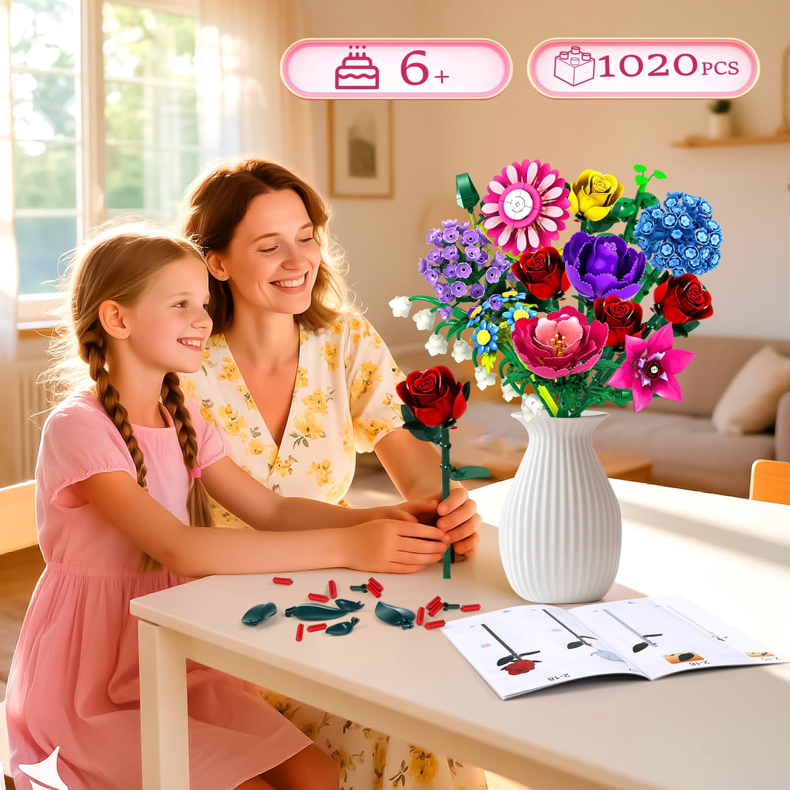 Wideland Flower Bouquet Building Set (Botanical Collection, 1020 Pieces) 6cznn