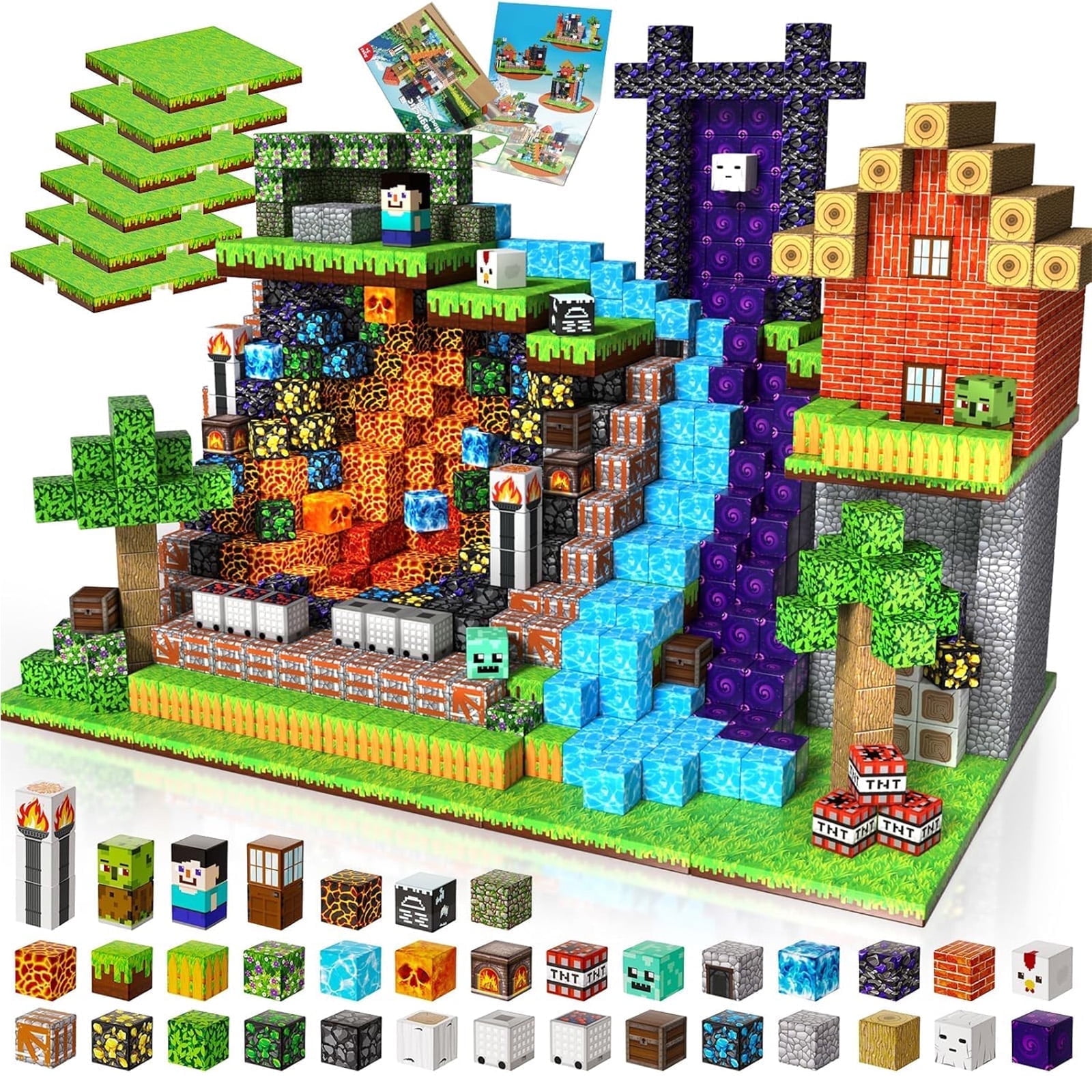 Annexfun Magnetic Building Blocks STEM Construction Set with 6 Base Plates (200 Pieces) kt3o9