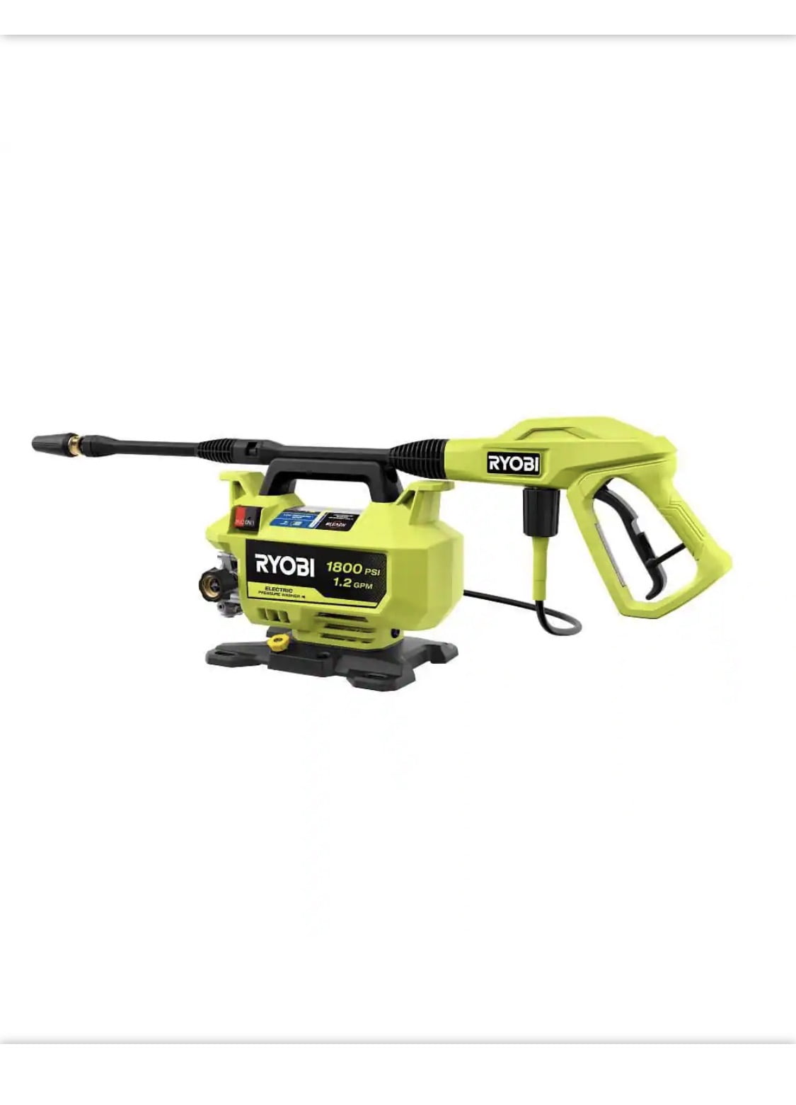 Ryobi 1800 PSI 1.2 GPM Electric Pressure Washer (Compact Corded Design) 5hick