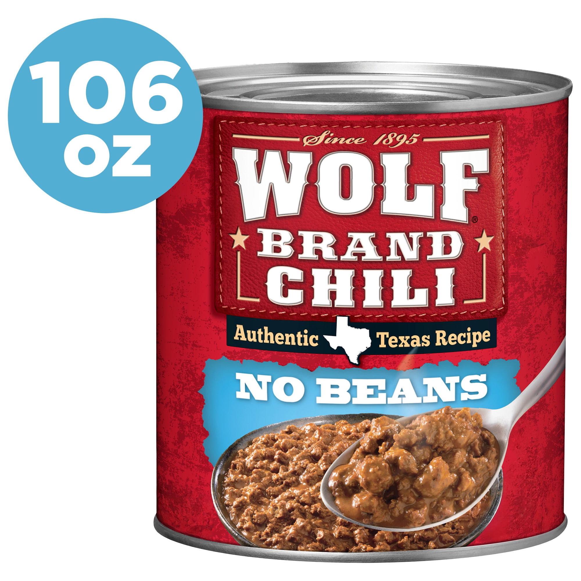 WOLF BRAND Chili No Beans, Hearty Beef and Pork Chili (106 oz) lrytb