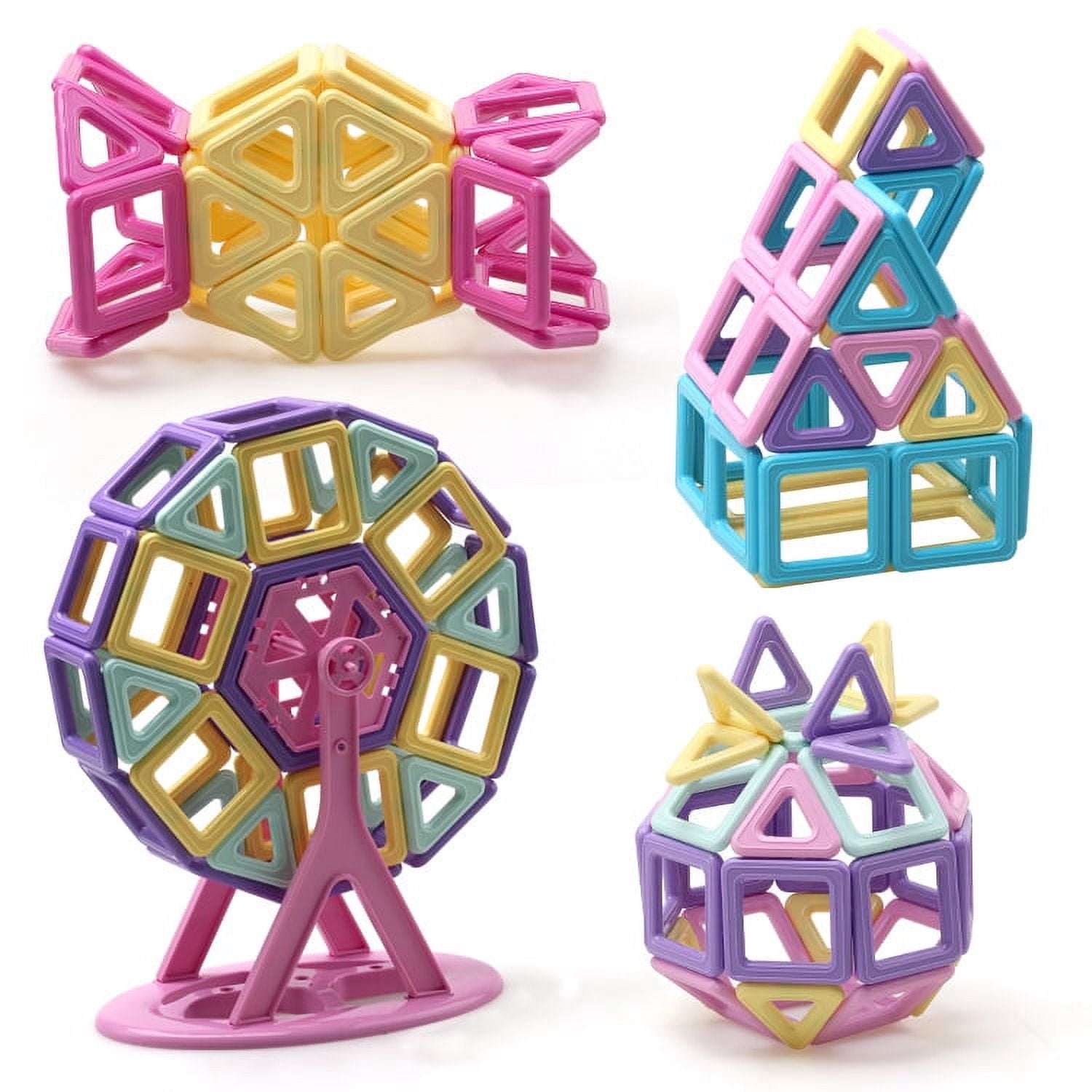 MODANU Magnetic Building Blocks STEM Educational Tiles Set (Multicolor, 58 Pieces) jll83