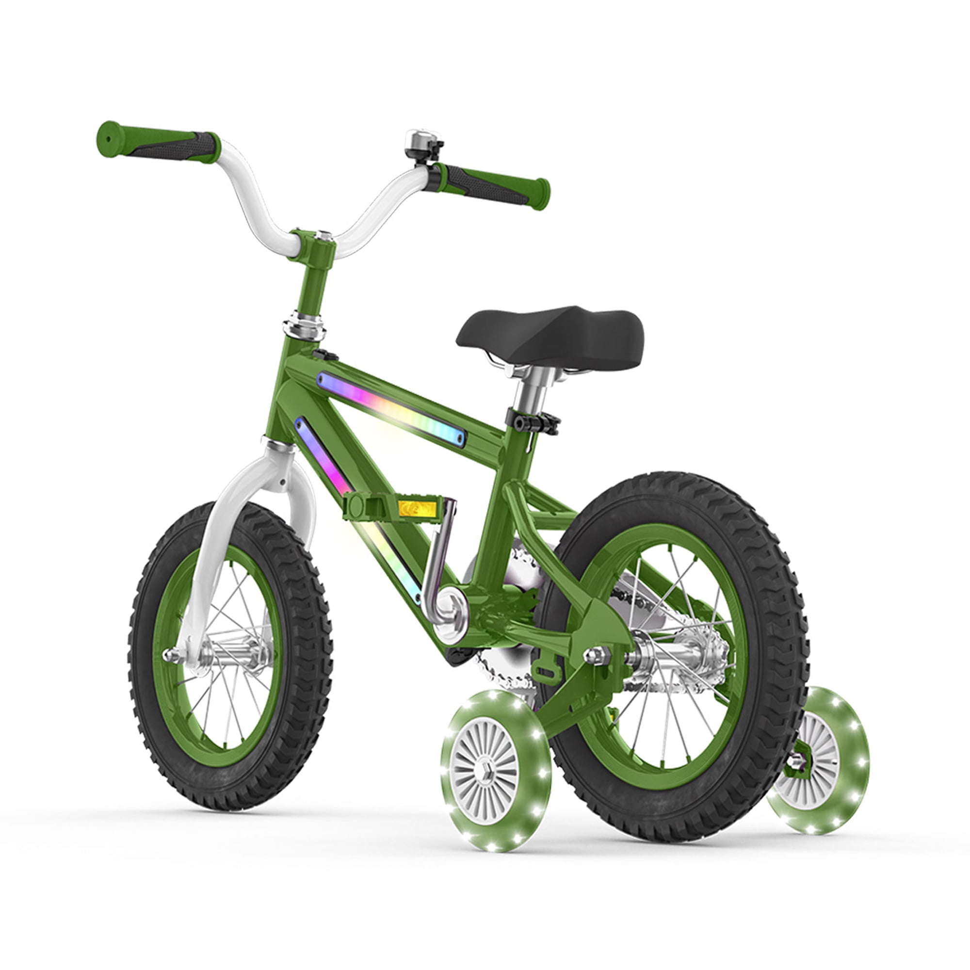 Jetson Light Rider 12 Kids Light-Up Bike with Training Wheels (Green, 12 in) glmw8