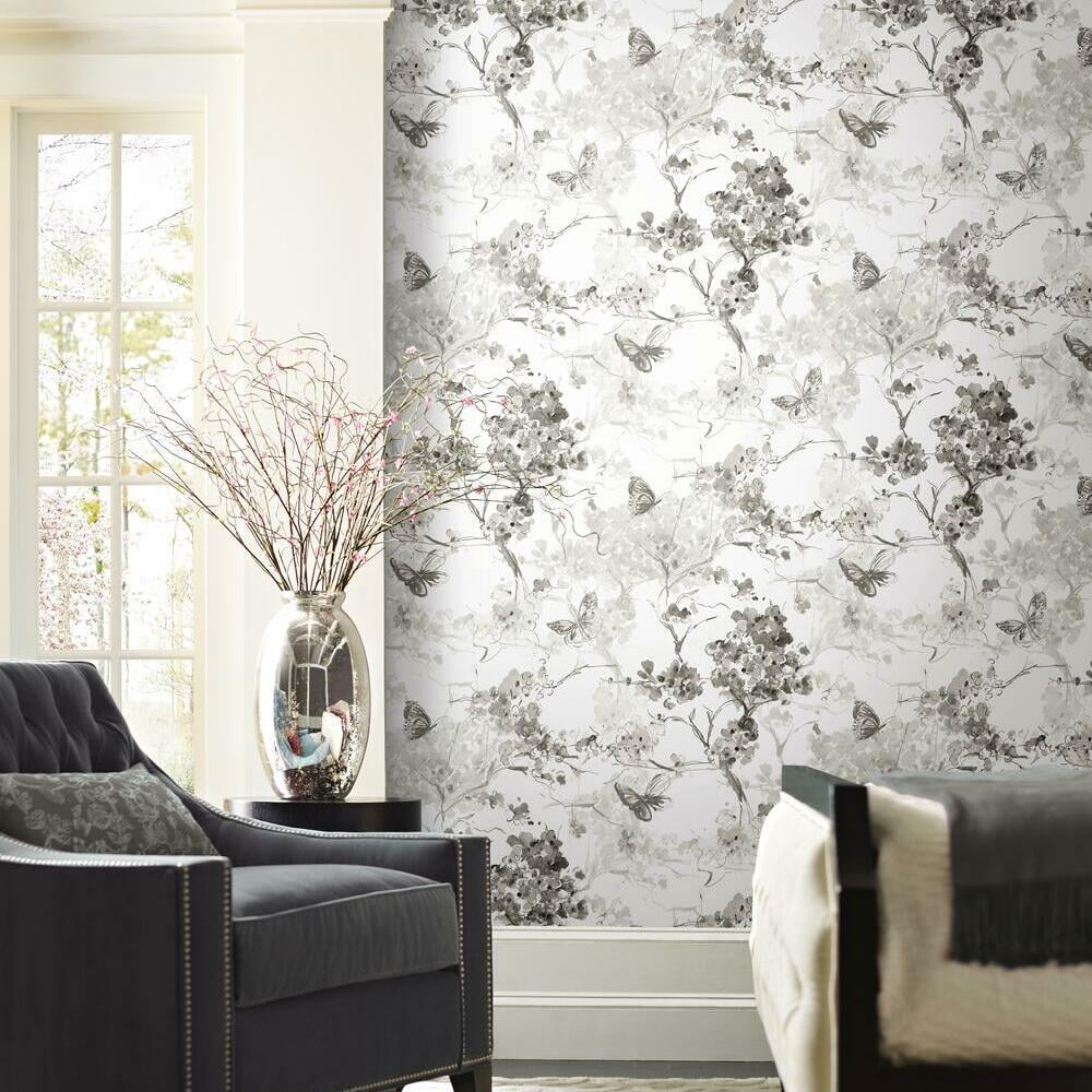 RoomMates Spring Cherry Blossoms Peel and Stick Wallpaper (Blue, 18 in x 18.86 ft) hohn8