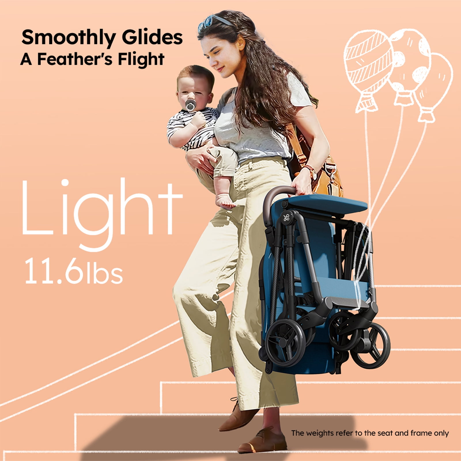 Mamazing Ultra Air Lightweight Foldable Travel Stroller (Blue, 11.5 lb) ffkaa