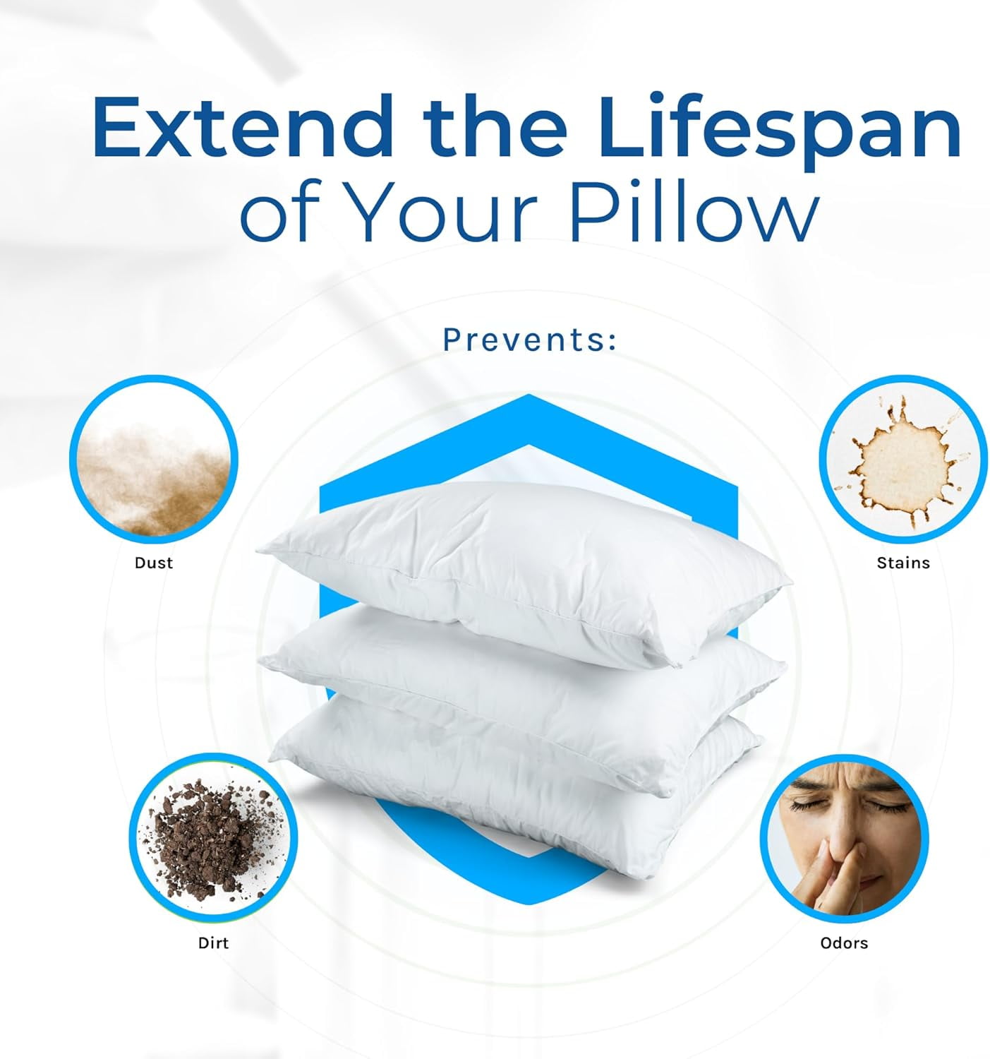 Hygea Natural Bed Bug Pillow Protector Cover Waterproof Breathable (White, Standard, 2 Pack) dssa6