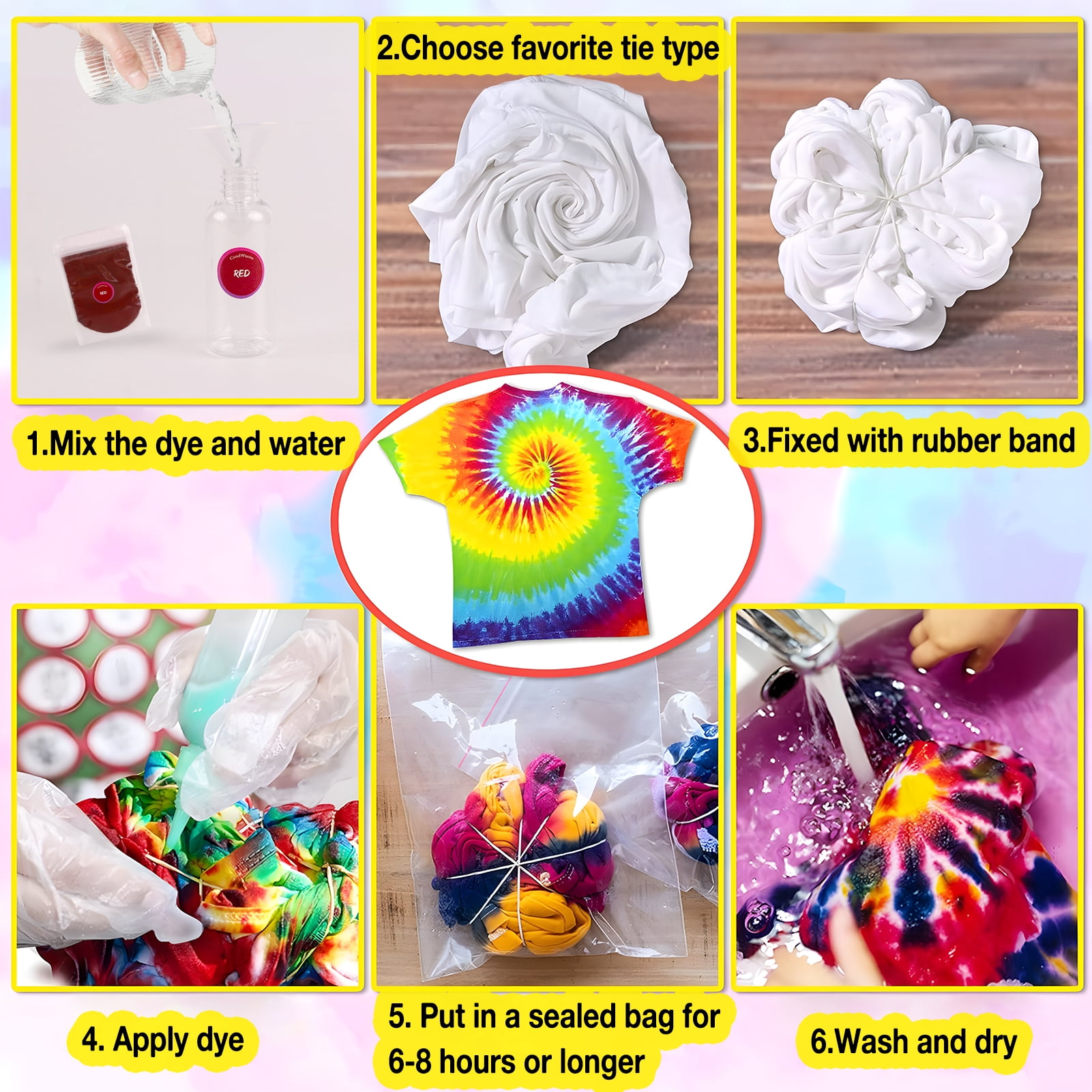 CandWuom Tie Dye Kit, 32 Vibrant Colors DIY Fabric Craft Set for Apparel and Home Decor (32 Pack, 2.03 fl oz) lbk61