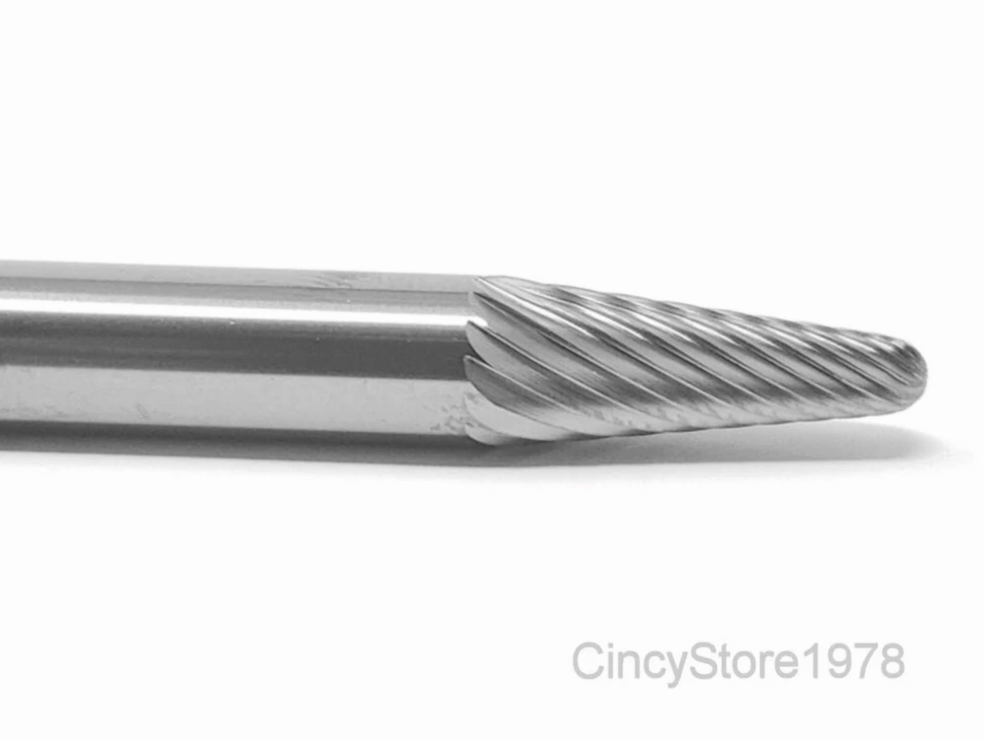 KLYNE Sl1S 14 Degree Taper Radius Carbide Burr Die Grinder Bit (1/4 in Shank) jv6qs