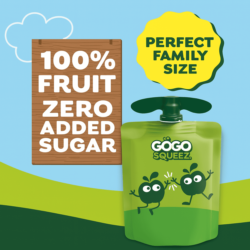 GoGo squeeZ Fruit Puree Applesauce Pouches, No Sugar Added, Apple Apple Flavor (3.2 oz, 24 Pack) m58y9