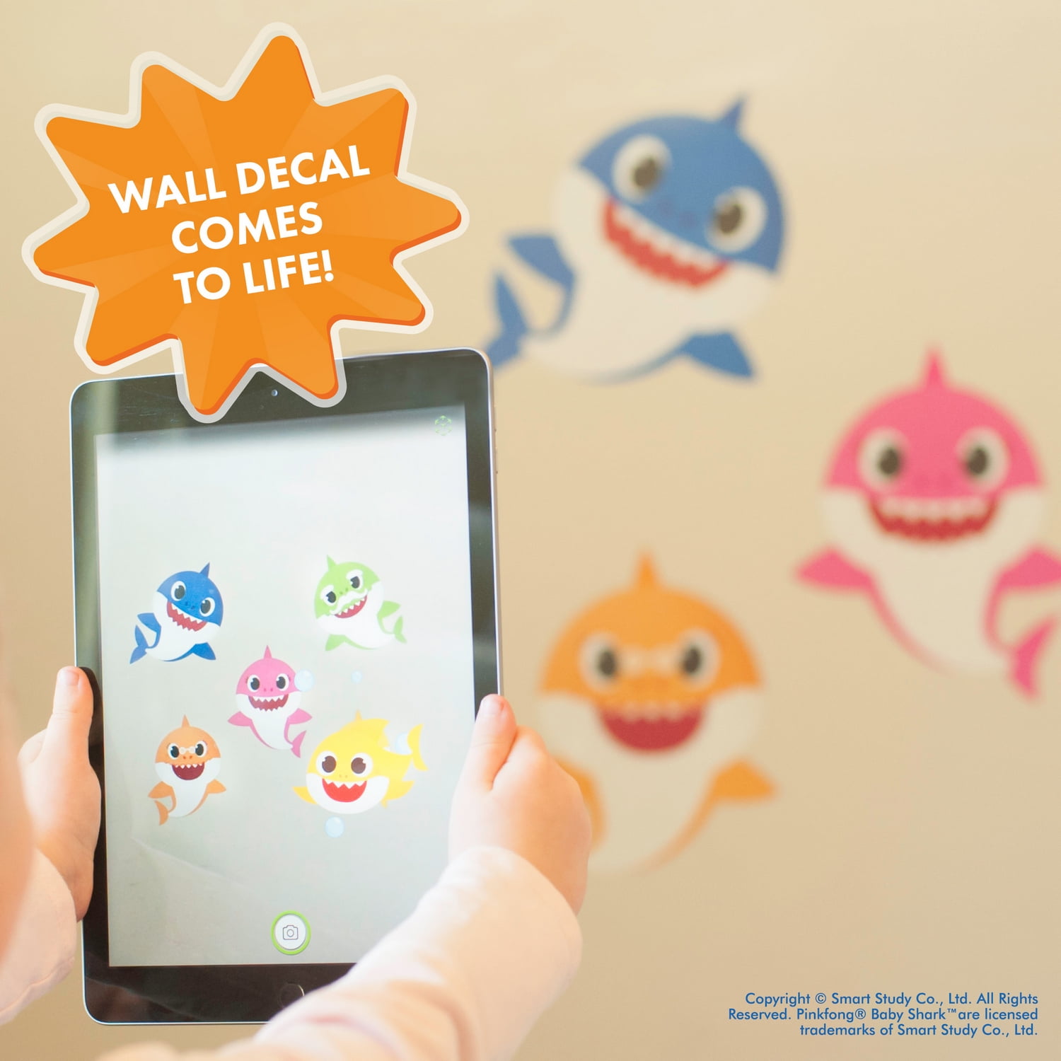 Pinkfong Baby Shark Wall Decals with Augmented Reality Interactive Room Decor (5-Piece Set, 9 in to 12 in) fjasf