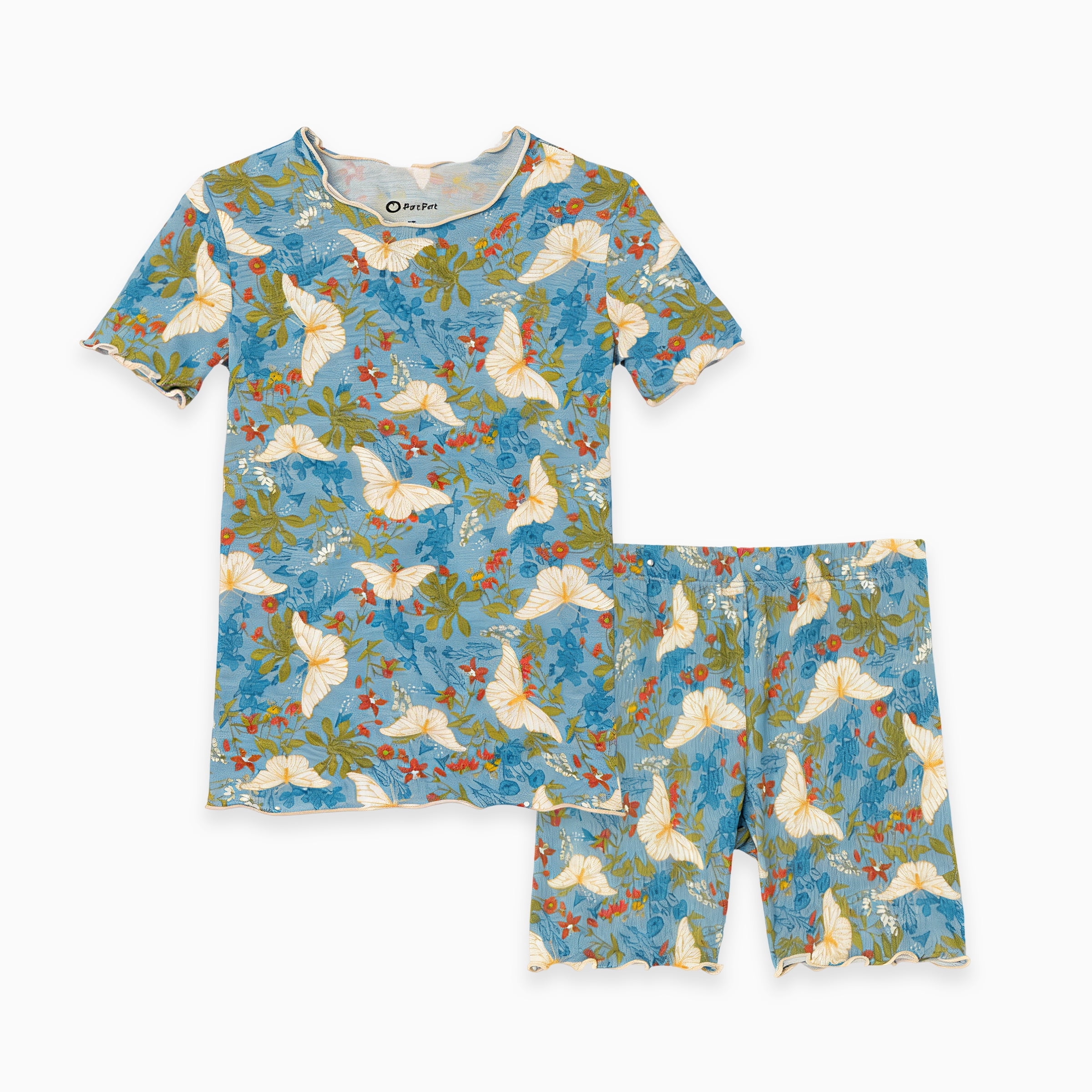 PatPat Girls Pajamas 2-Piece Sleepwear Set Viscose from Bamboo Short Sleeve Top and Pants (Green, 4T) 5fasv