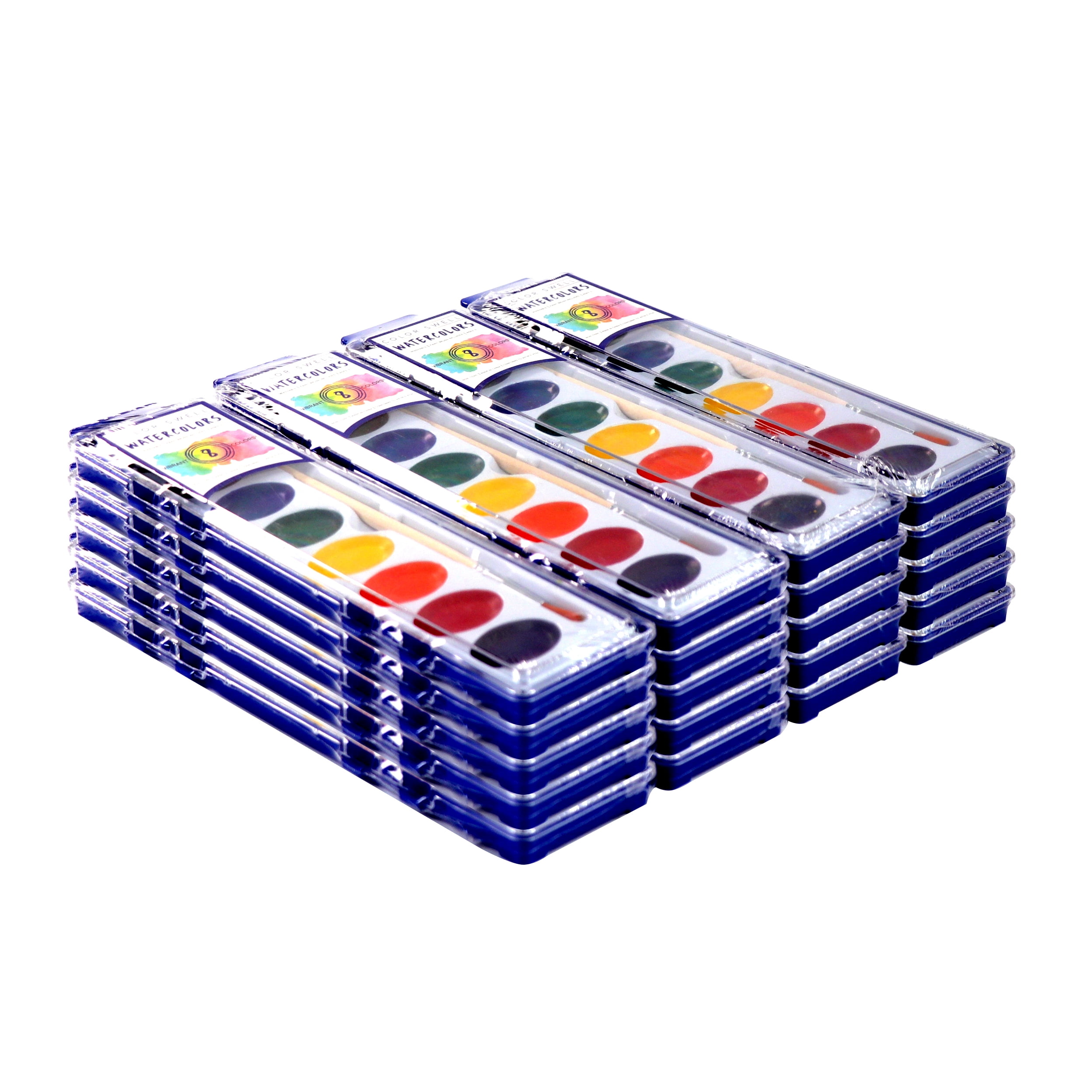 Color Swell Washable Watercolor Paint Set with Wood Brushes (Assorted, 20-Pack) 4nnem