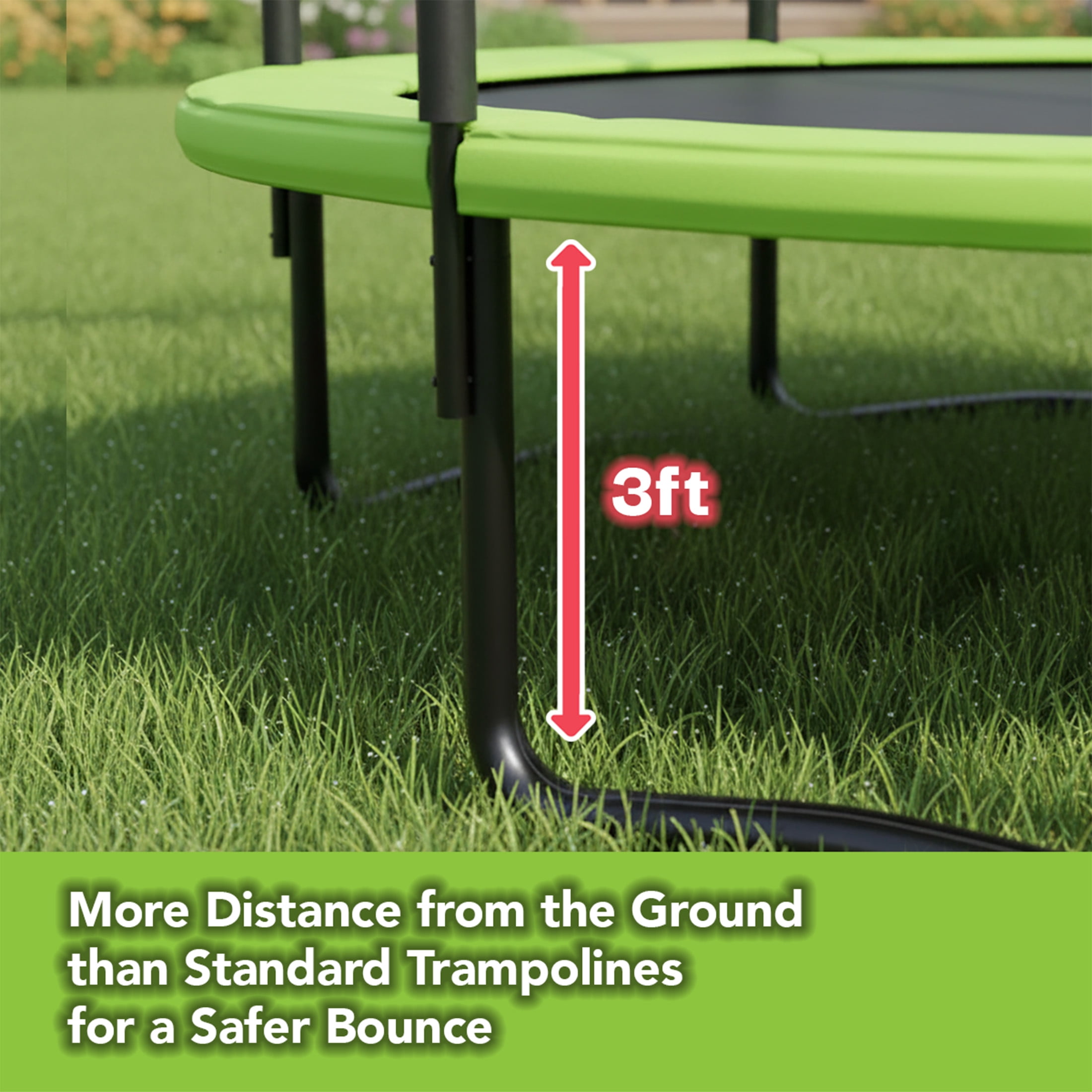 Bounce Pro 10ft Trampoline with Safety Enclosure and LED Flashing Undermat Light (Green, 10 ft) kyllh