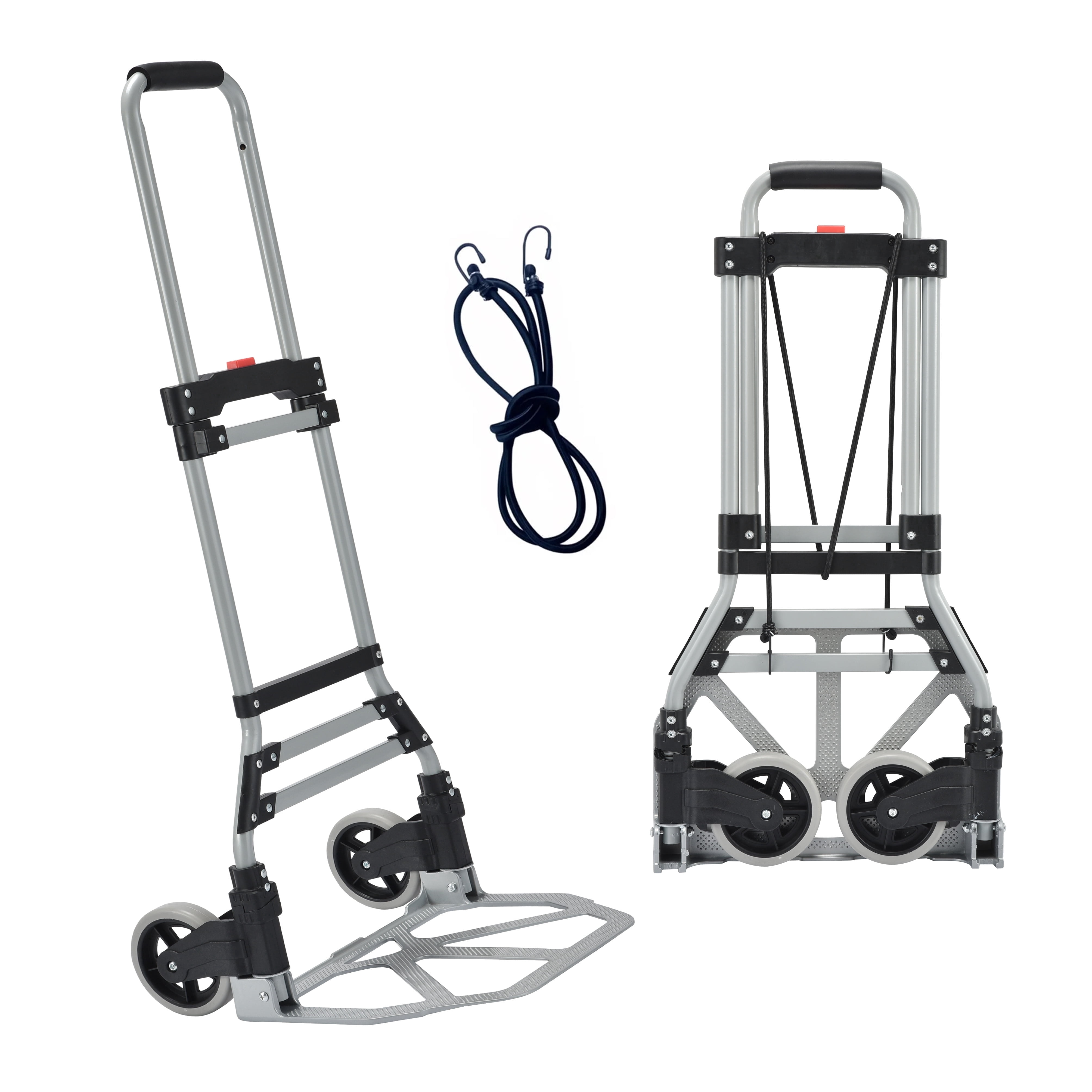Takira Foldable Hand Cart, Heavy-Duty Aluminum Luggage Dolly with Telescopic Handle (Black, 400 lb Capacity) 6jdeb