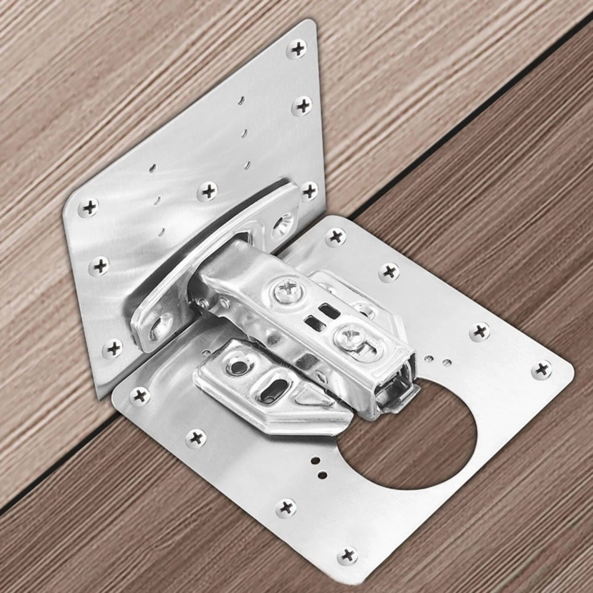 VAULT Cabinet Hinge Repair Plate Kit, Heavy-Duty Stainless Steel Furniture Fix (4 in x 4 in) xkjc7