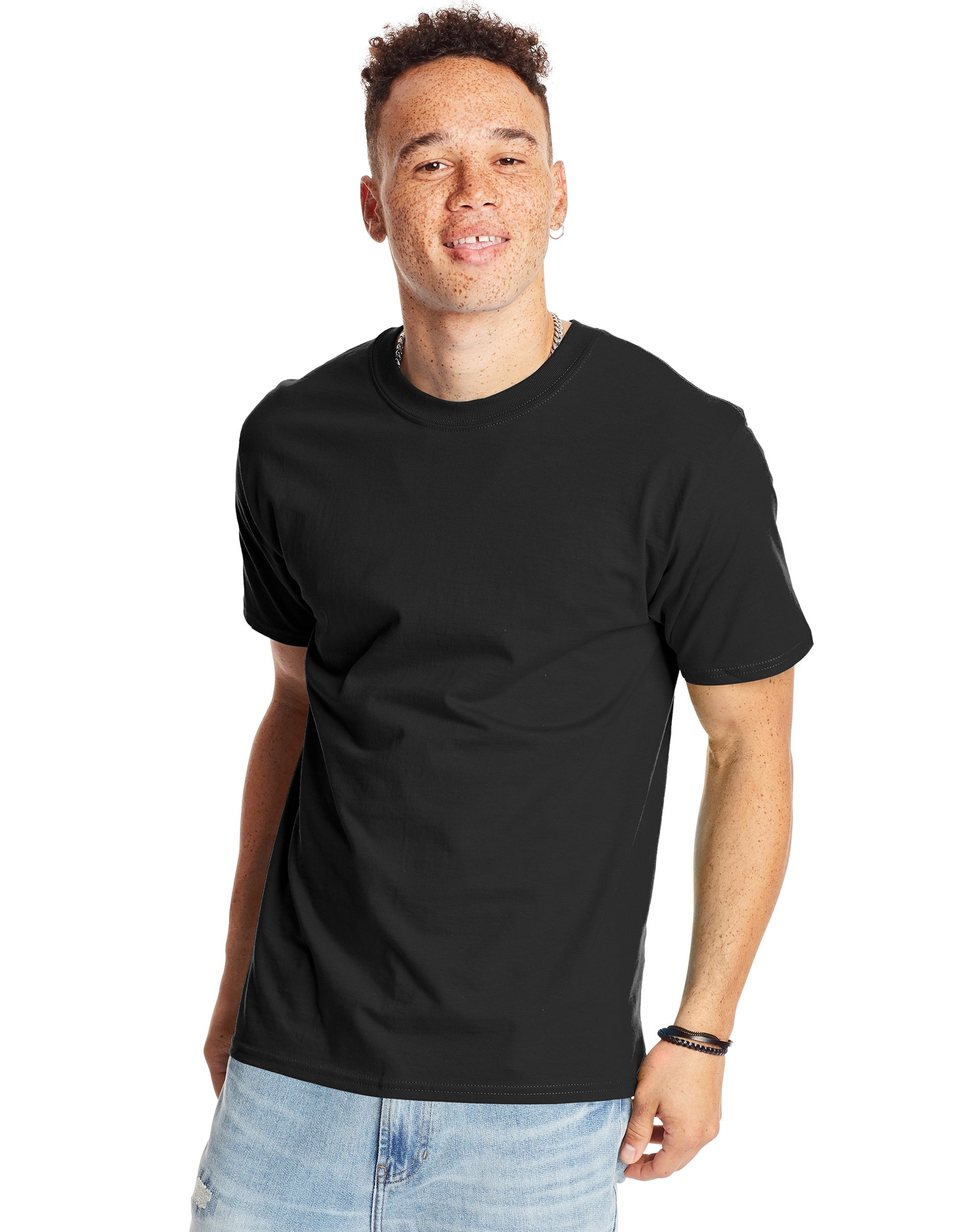 Hanes Men's Beefy-T Heavyweight Cotton Crewneck T-Shirt (Black, S) 9aq0n