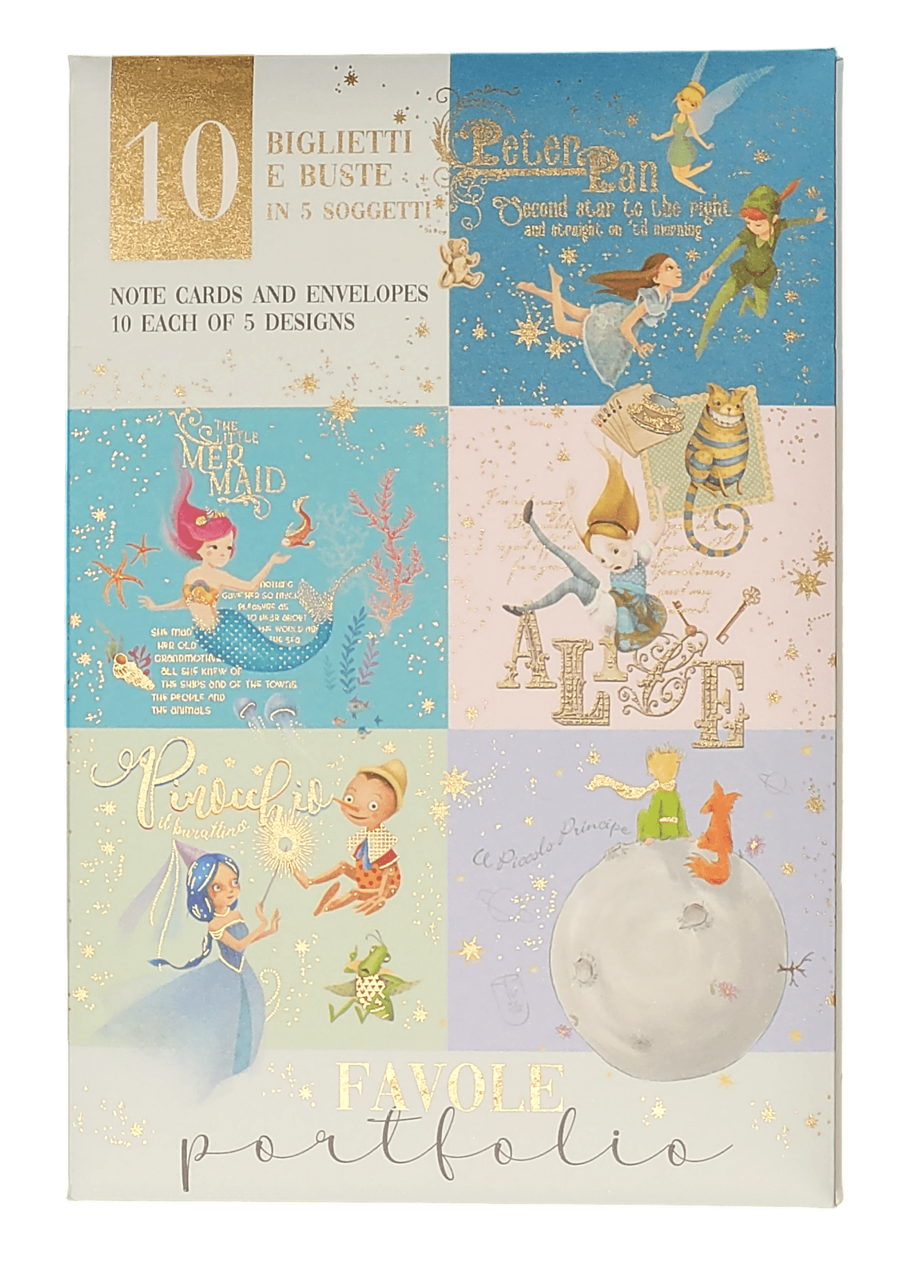 Kartos Favole Fairy Tales Stationery Portfolio Set (10 Cards and Envelopes, 5.31 in x 3.35 in) e88gi