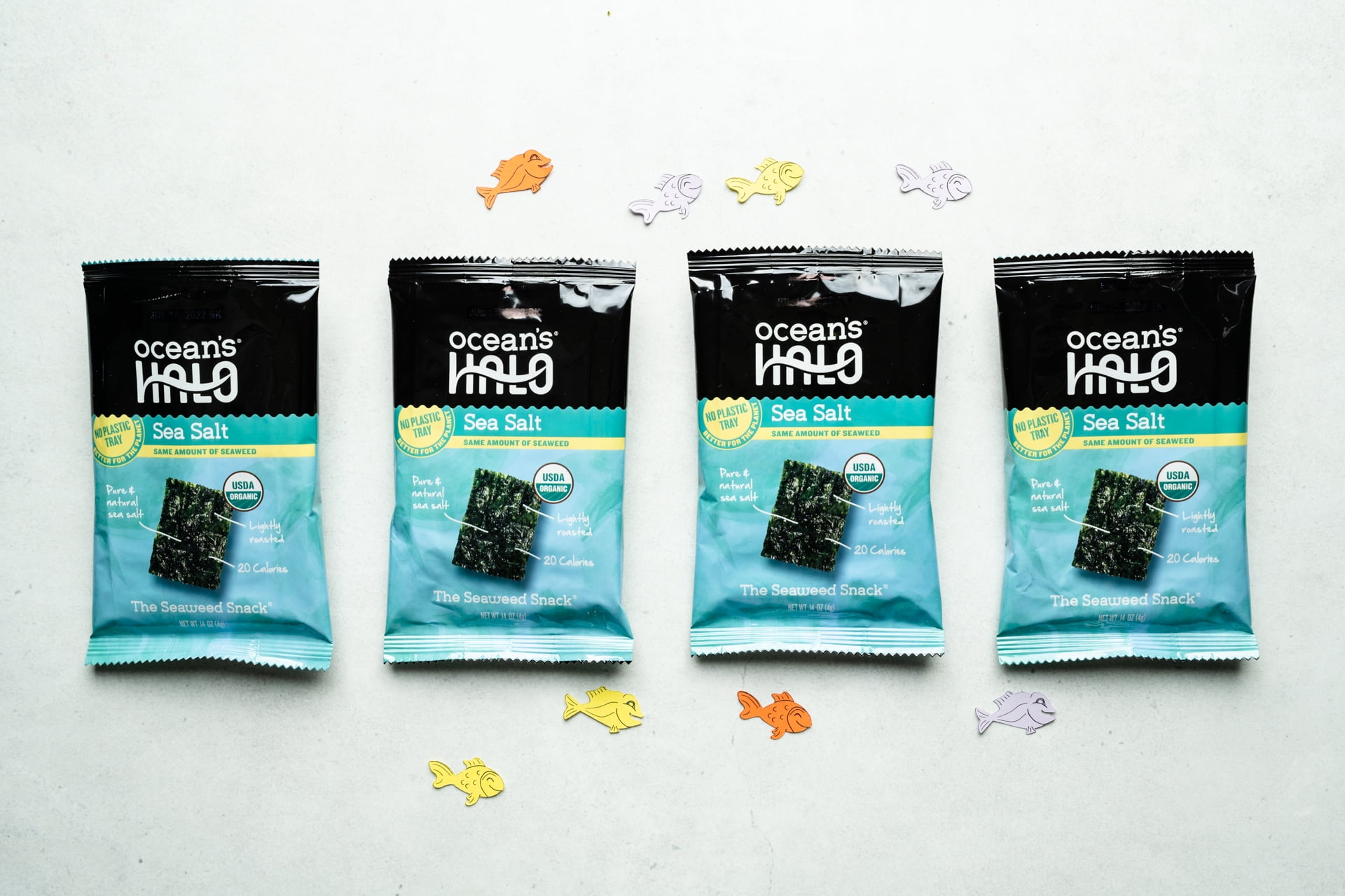 Ocean's Halo Organic Seaweed Snack, Roasted Nori Sheets with Sea Salt, Vegan & Gluten-Free (Sea Salt, 0.14 oz) ovjbp