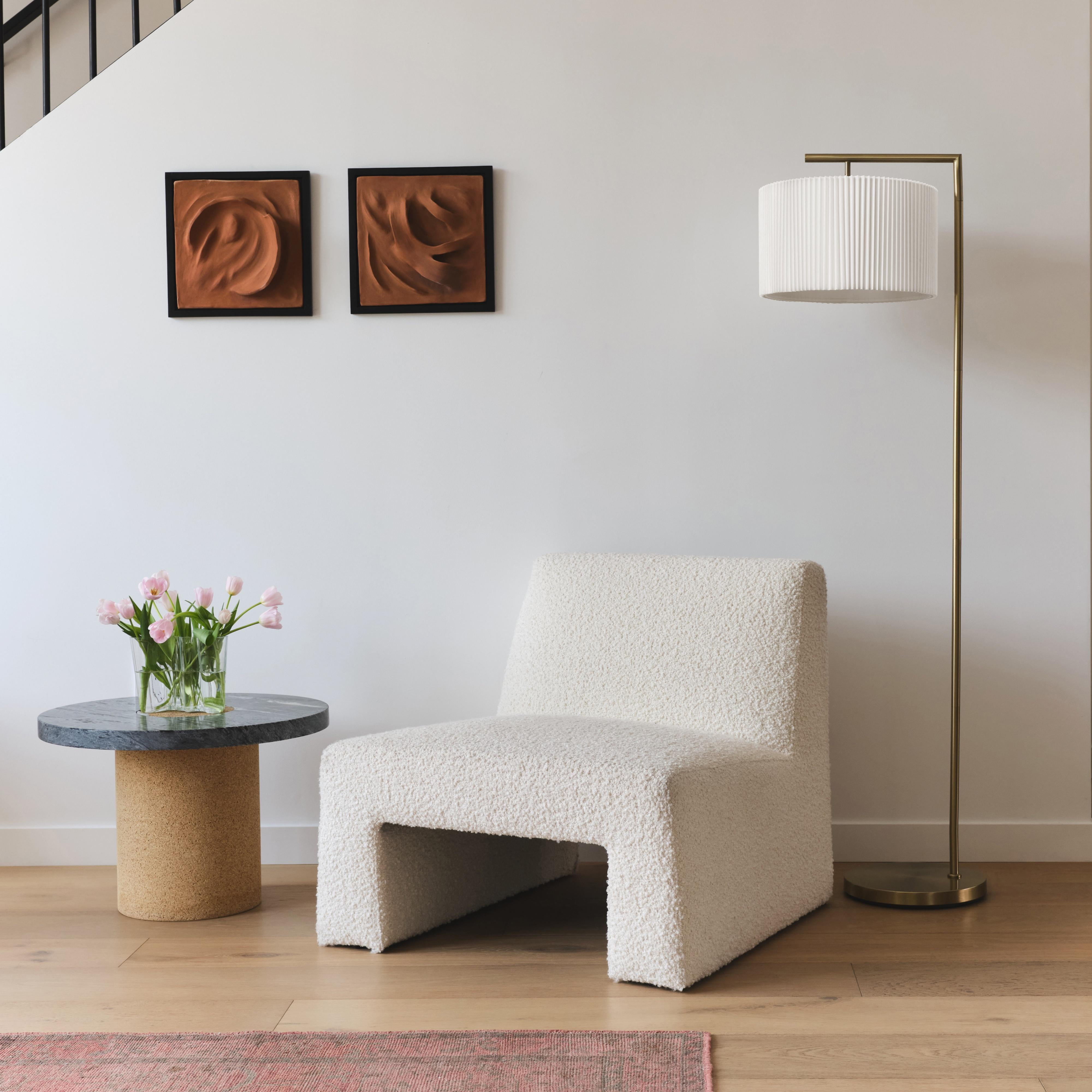 Brightech Montage Modern LED Floor Lamp with Pleated Shade (White, 60 in) locwn