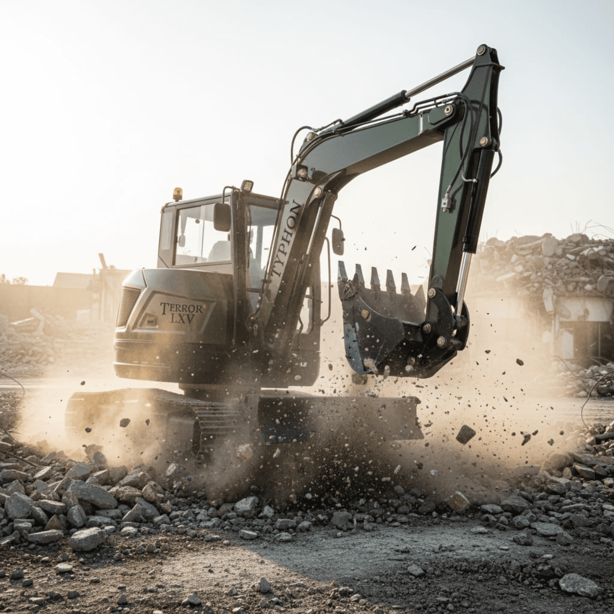 TYPHON TERROR LXV 6.6-Ton Excavator with Kubota V2607 Diesel Engine (56.9 HP, Enclosed Cab) gx0hq