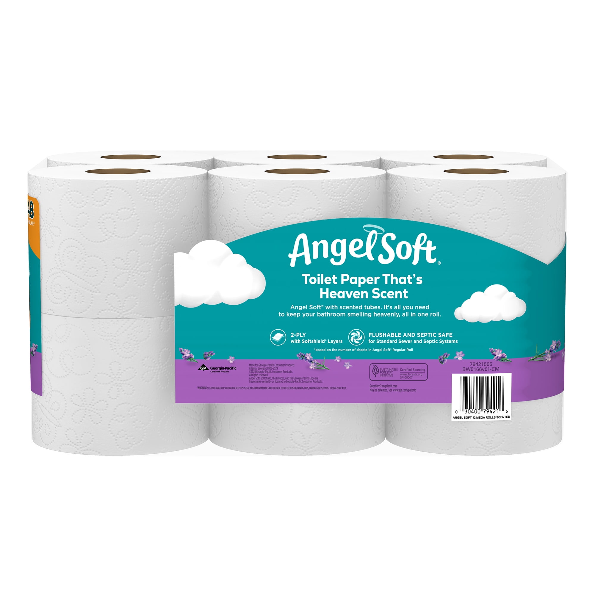 Angel Soft 2-Ply Toilet Paper, Fresh Lavender Scented, 12 Mega Rolls (320 Sheets per Roll) 9dd27