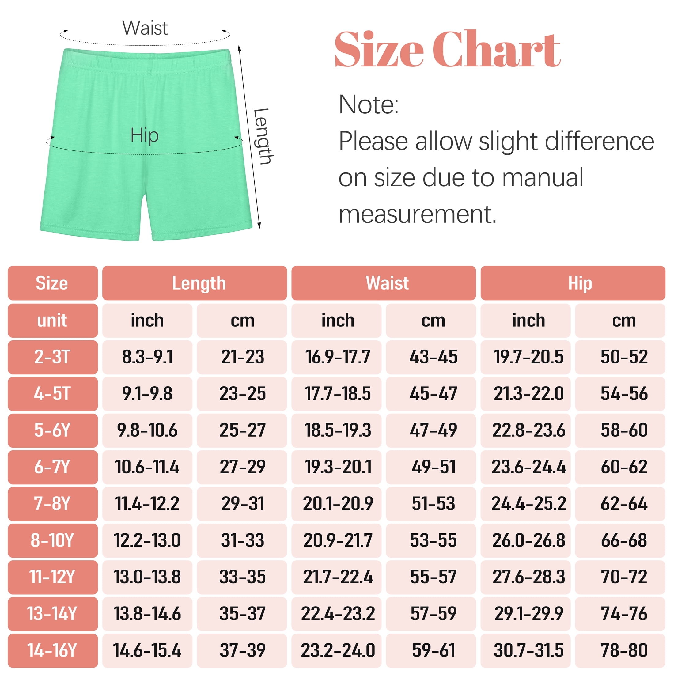 Resinta Girls Bike Shorts Under Dress Dance Cartwheel Shorts (Orange, 6 Pack) 6l54b