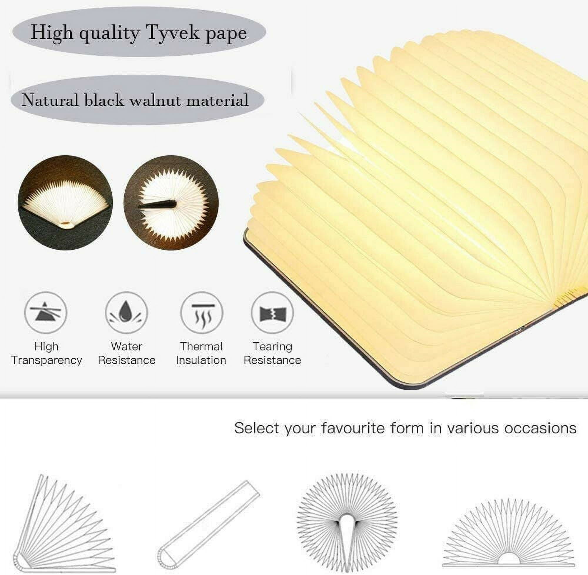Glam Hobby Wooden Book Lamp Folding Portable LED Desk Light (Brown, 8 in) 3l4wm