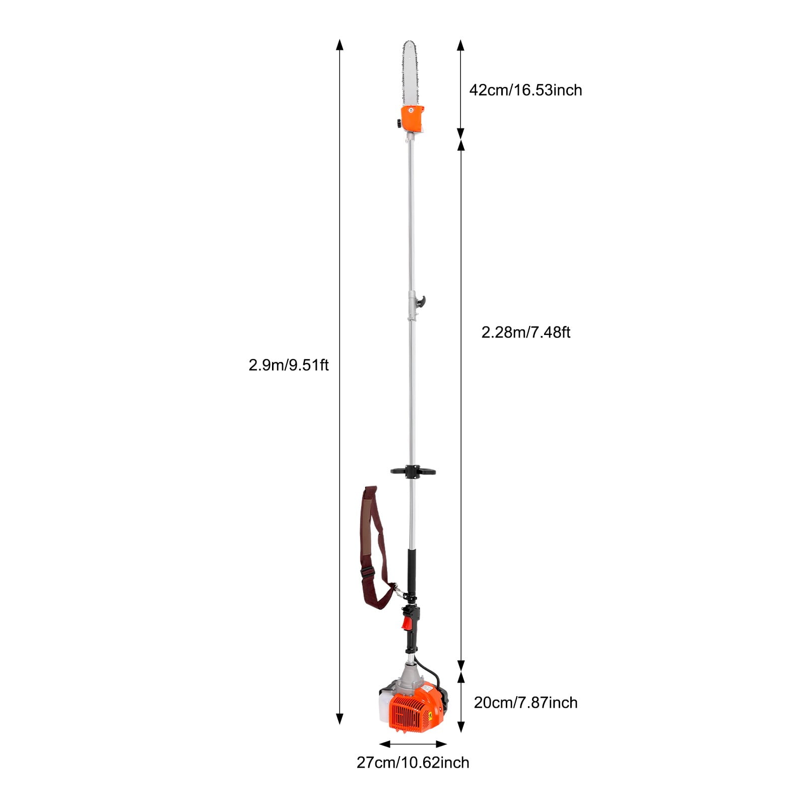 ToppiJoy 52CC 2-Stroke Gas-Powered Pole Saw, Heavy-Duty Tree Pruner for Branch Trimming (90.55 in) 0pc7y