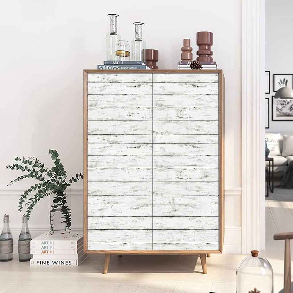 Arthome Wood Grain Contact Paper, Self-Adhesive Removable Decorative Wallpaper for Furniture and Walls (White, 17 in x 120 in) ns9j5