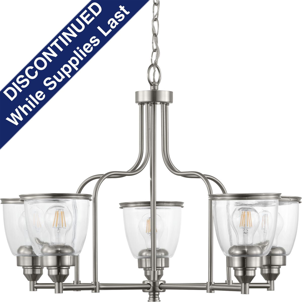 Progress Lighting Saluda 5-Light Chandelier (Brushed Nickel, 28 in Diameter) uu4zg