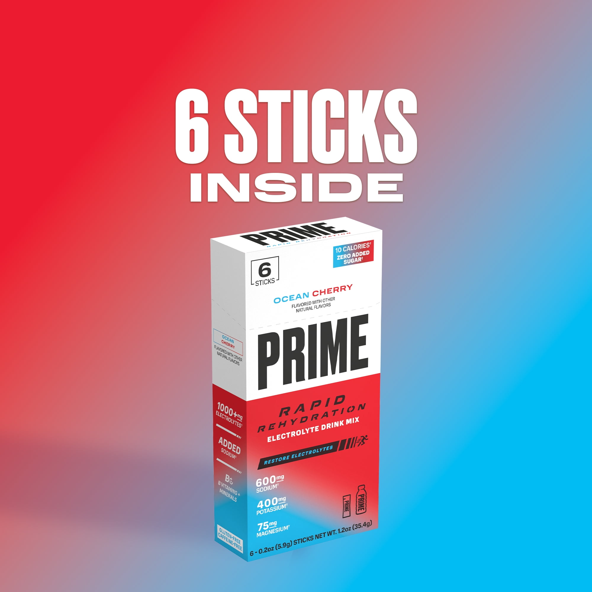 PRIME Rapid Rehydration Electrolyte Powder Sticks, Ocean Cherry (6 Count) dnv4o