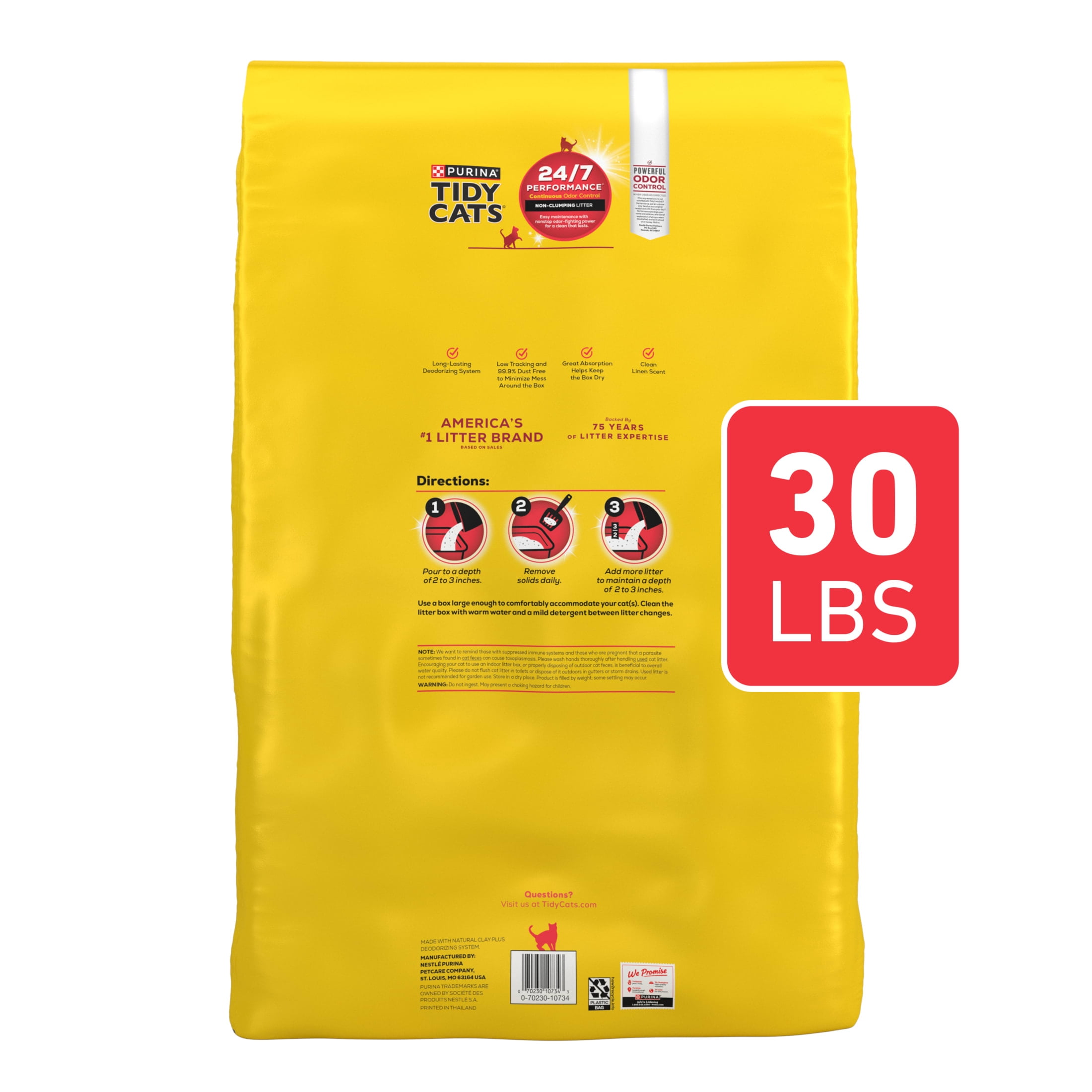 Tidy Cats 24/7 Performance Non-Clumping Cat Litter, Clean Linen Scent (30 lb) 5t743