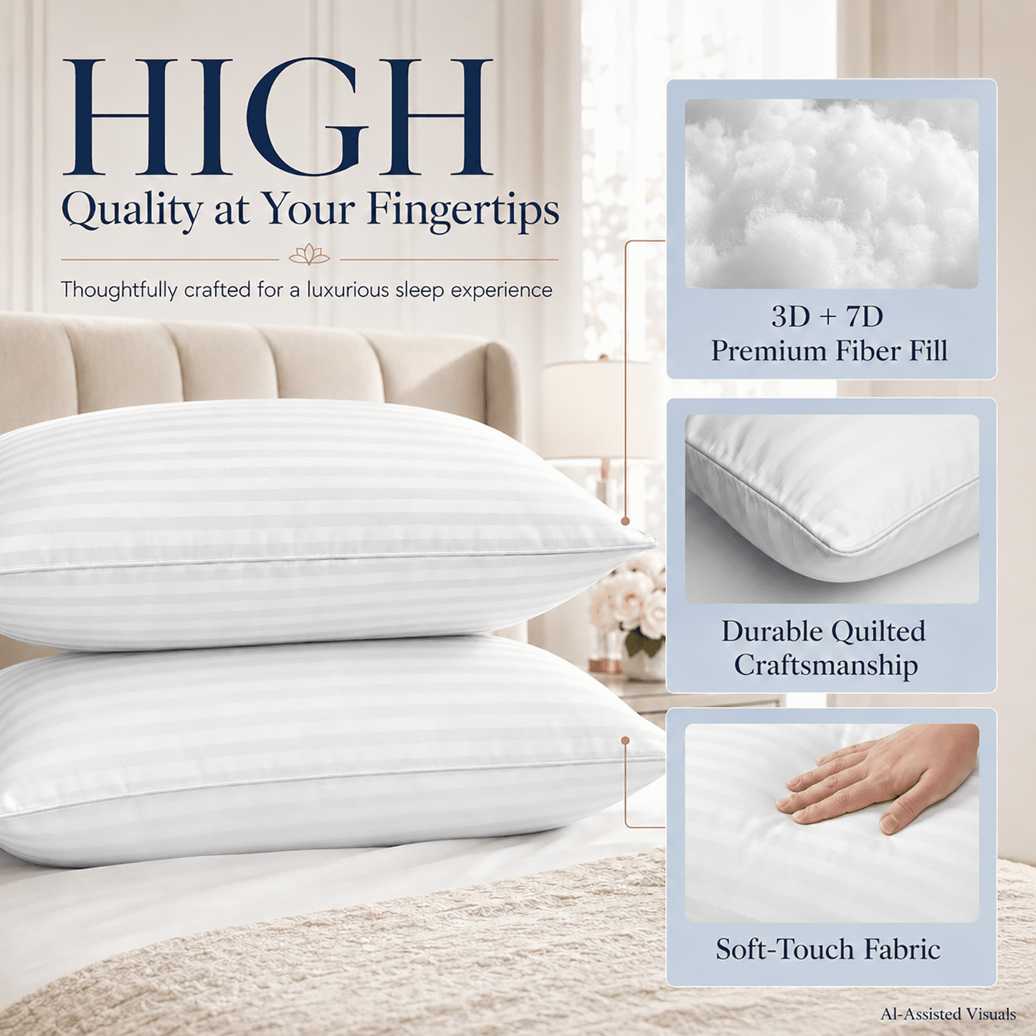 SORMAG Queen Bed Pillows, Hypoallergenic Down Alternative Sleeping Pillows for Side and Back Sleepers (White, 2 Pack, 20 in x 30 in) tl6yq