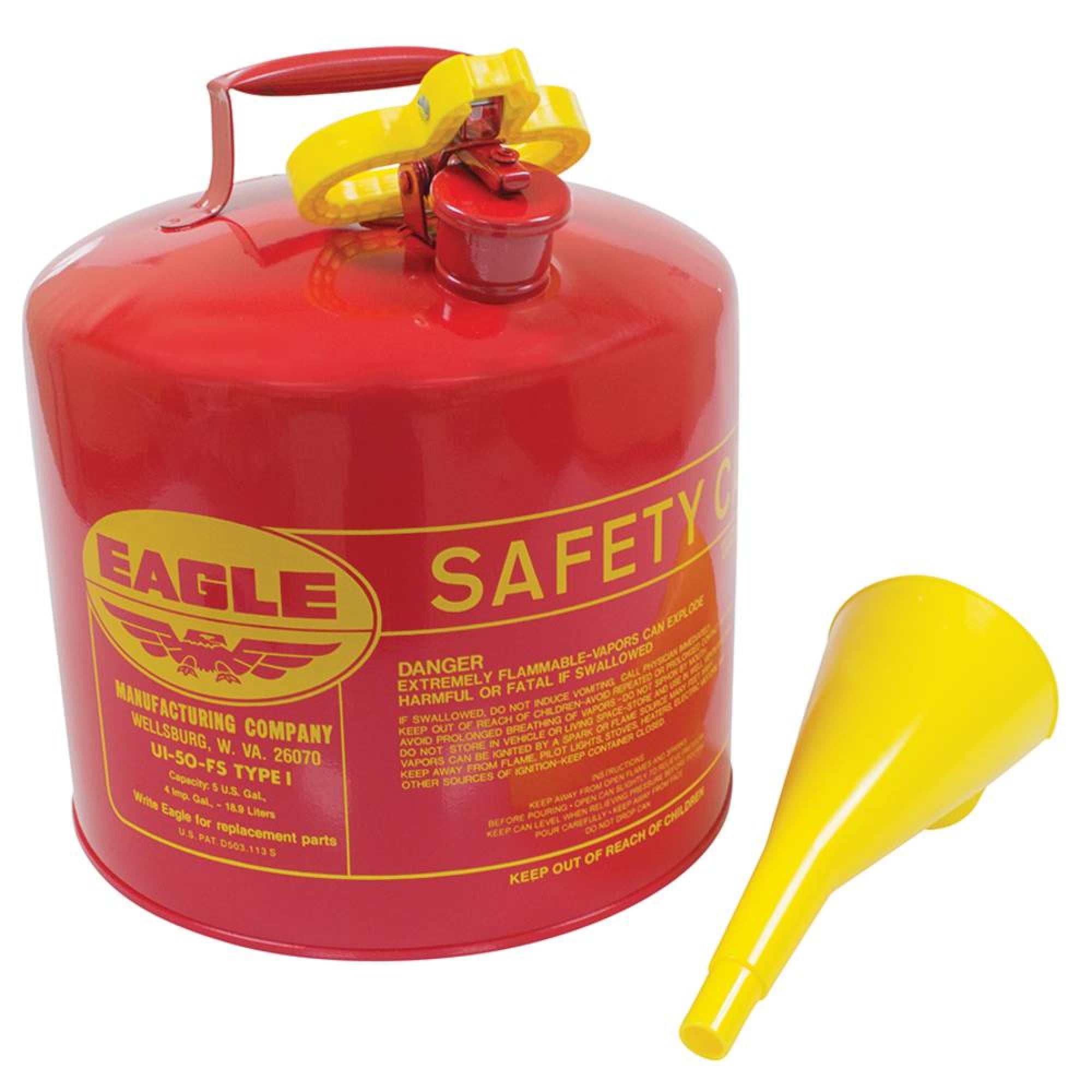 Stens Metal Safety Fuel Storage Container with Funnel (Red, 5 gal) 185yu