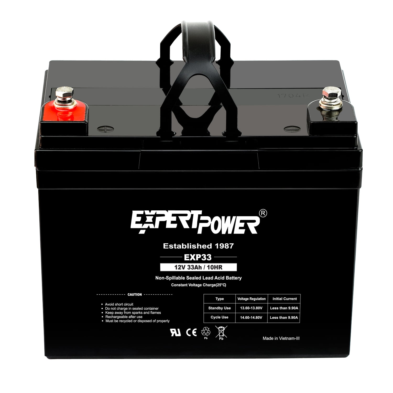 ExpertPower 12V 33Ah Rechargeable Deep Cycle AGM Battery (12V, 33Ah) 4raos