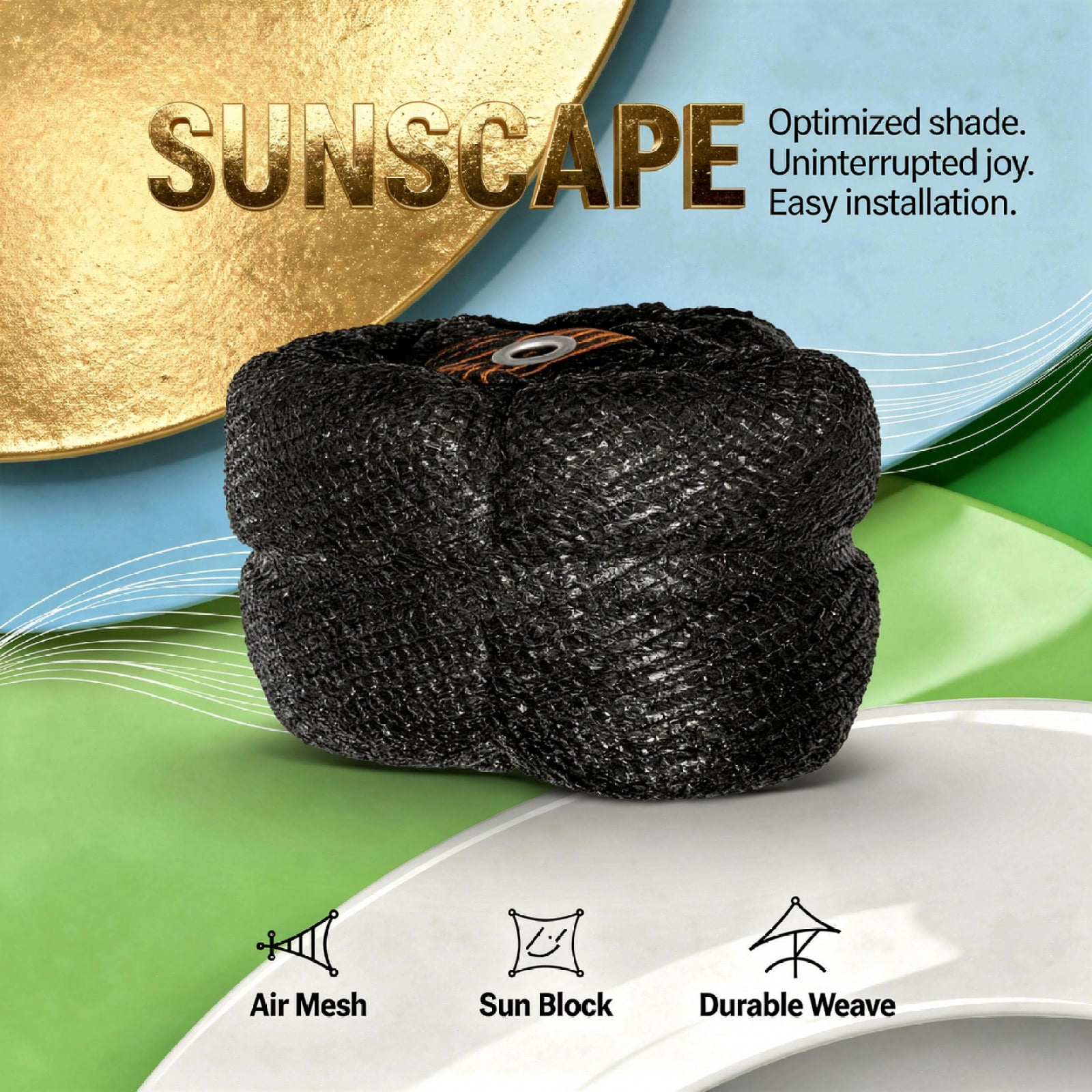 Bangcool 14 ft Round Trampoline Sun Shade Cover, UV-Resistant Mesh Canopy, Weather-Proof Protective Netting (Black, 14 ft) lonfg