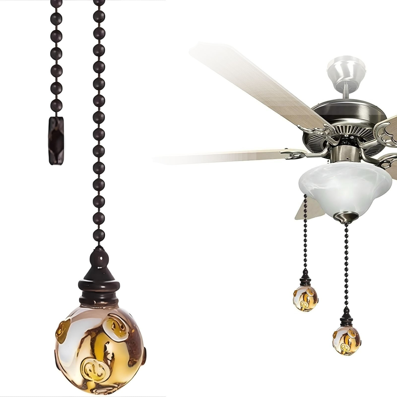 HonestMatter Ceiling Fan Pull Chain Extension with Sparkling Ice Glass Crystal (Clear, 12 in) ne9p4