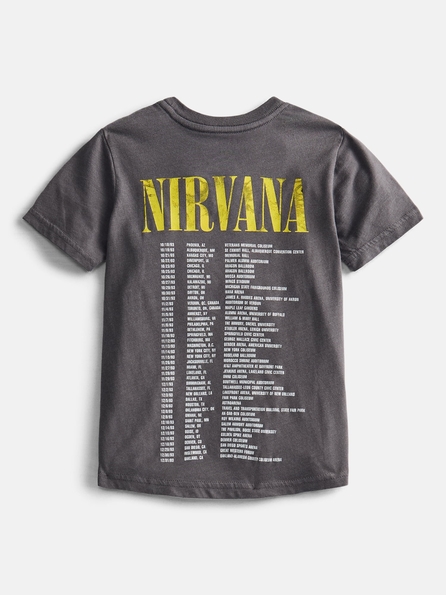 Nirvana Boys' Graphic Tour T-Shirt Short Sleeve Crewneck (Black, Size 10-12) af1k7