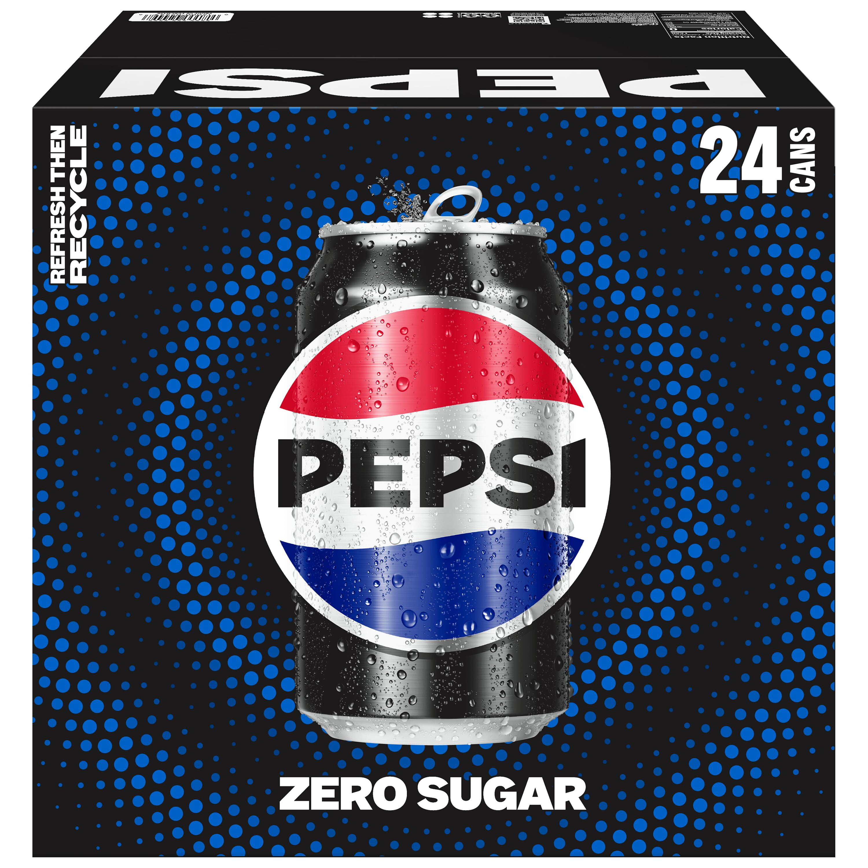 Pepsi Zero Sugar Cola Soda, Refreshing Carbonated Beverage (24 Pack, 12 fl oz) msv39