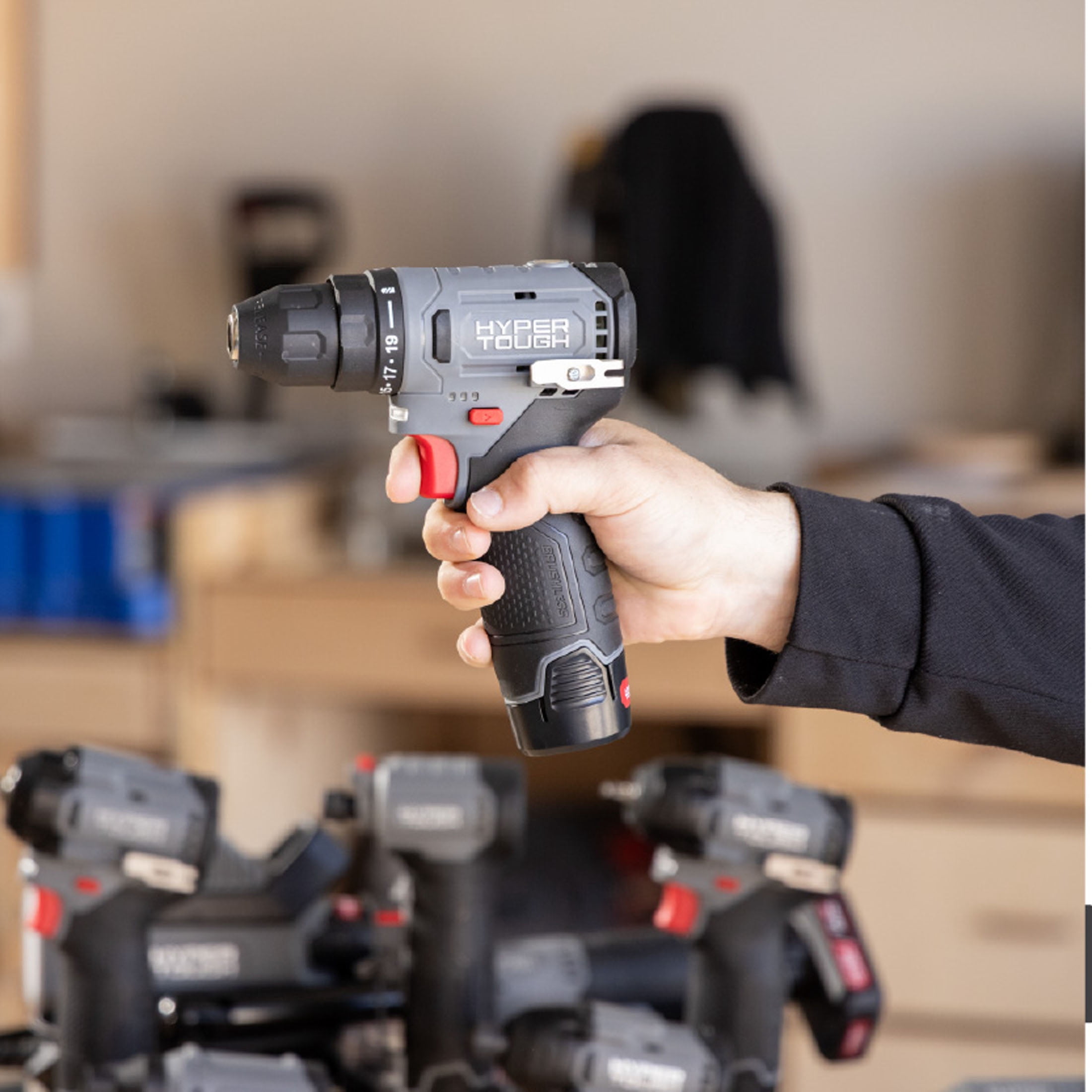 Hyper Tough 12V Brushless Cordless Drill Driver Project Kit (Grey, 50-Piece) vuhc2