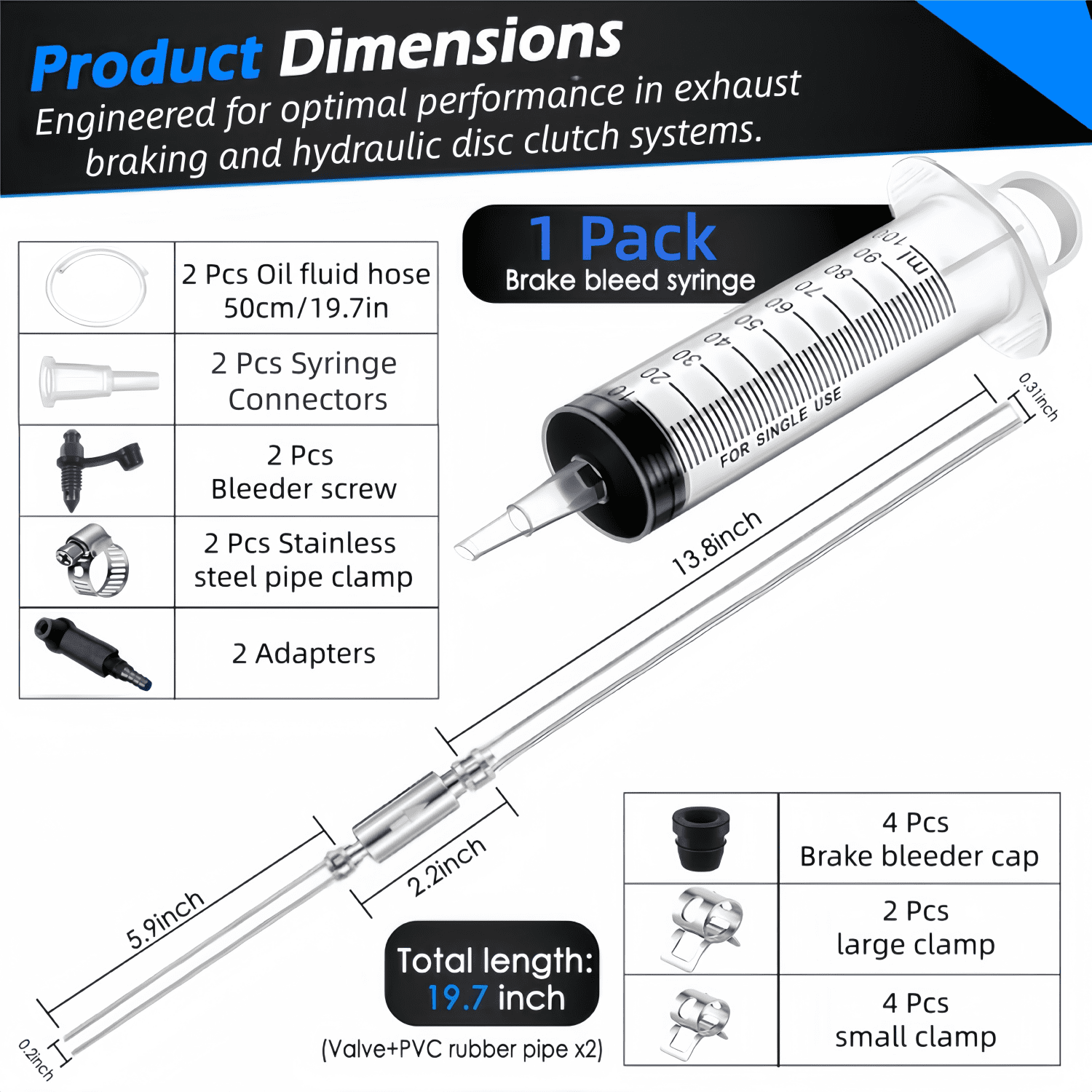 ChrumpTon Brake Bleeder Kit with One-Way Check Valve Hoses for Motorcycle and Car Hydraulic System Maintenance (2 Sets) wmcyt